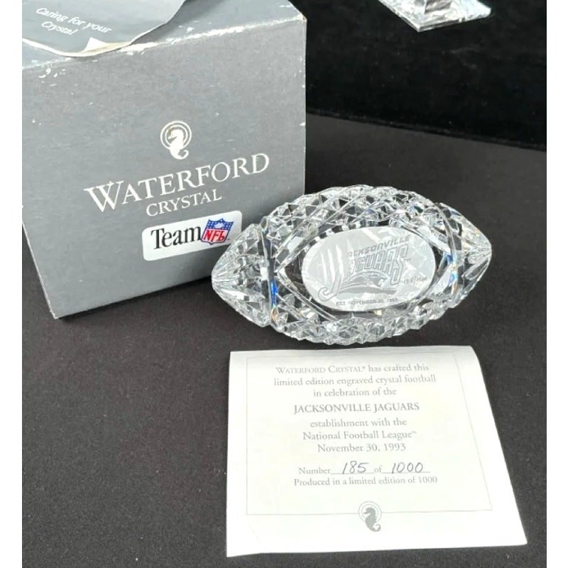 Waterford Crystal Jacksonville Jaguars NFL Football Paperweight CoA #185/1000 Waterford Crystal Jacksonville Jaguars NFL Football Paperweight CoA #185/1000