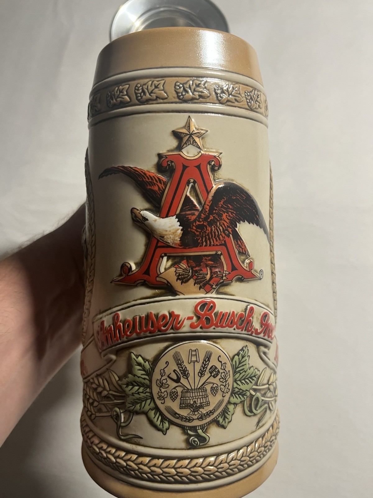 Vintage 1985 Budweiser History of Brewing Series #2 Beer Stein Pewter Lid Vintage 1985 Budweiser History of Brewing Series #2 Beer Stein Pewter Lid