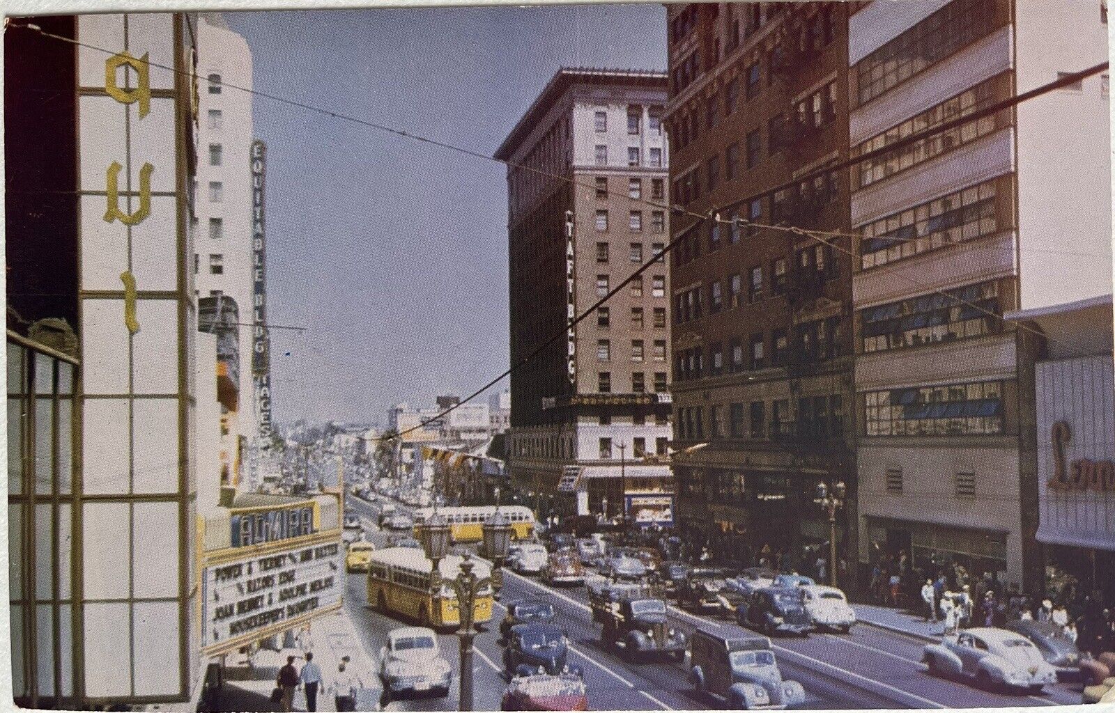 Los Angeles Hollywood and Vine Street Scene California Vintage Postcard c1950