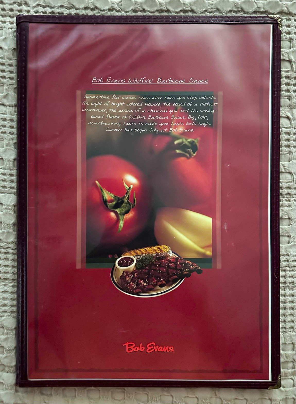 Vintage Bob Evans five page menu plus insert. Late 1990’s. Vintage Bob Evans five page menu plus insert. Late 1990’s.
