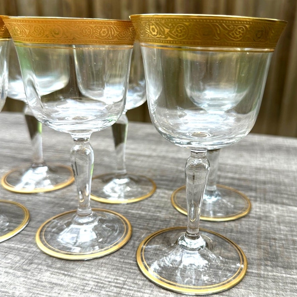 Tiffin Franciscan Minton Crystal Optic Gold Encrusted 5 3/8 Tiffin Franciscan Minton Crystal Optic Gold Encrusted 5 3/8