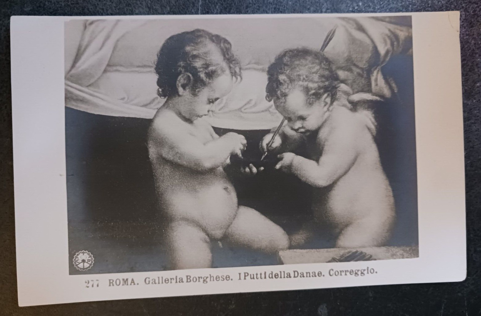 vtg postcard RPPC Putti Della Danae Borghese Correggio art unposted Italy vtg postcard RPPC Putti Della Danae Borghese Correggio art unposted Italy