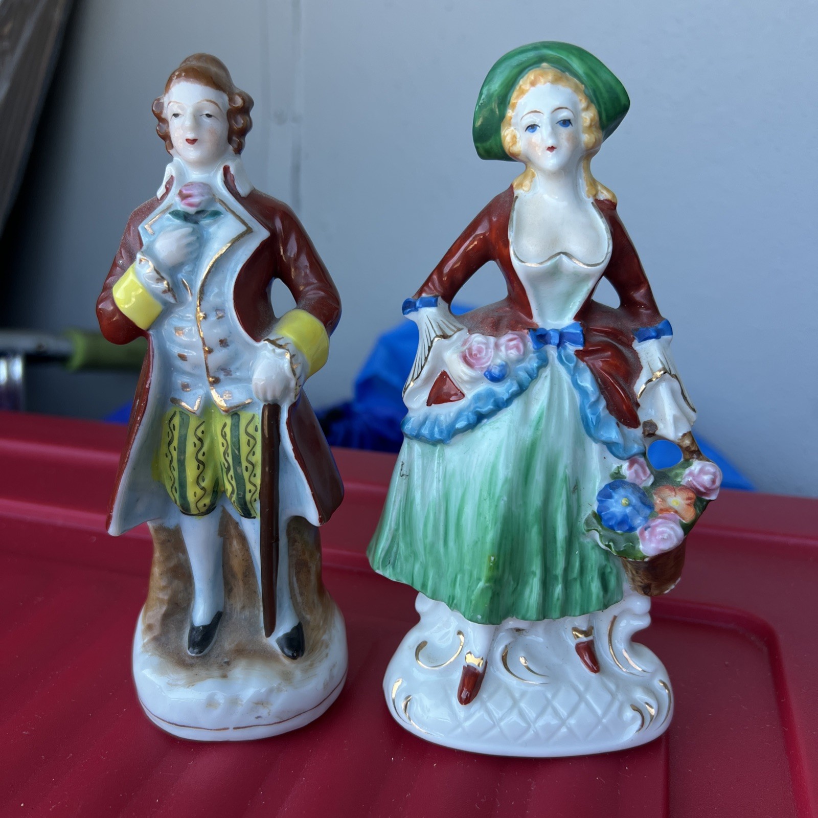 Vintage 1940\'s Porcelain Colonial figurines from Occupied Japan