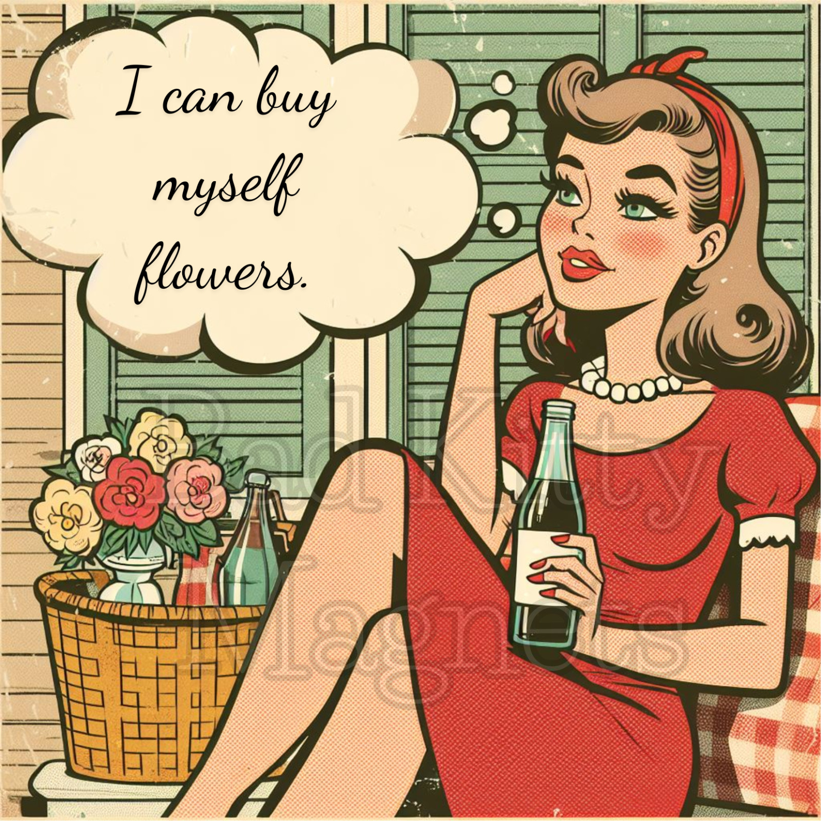 retro lady I can buy myself flowers High Quality Fridge Magnet Metal 3x4 694 retro lady I can buy myself flowers High Quality Fridge Magnet Metal 3x4 694