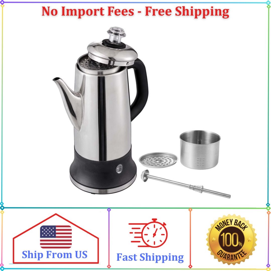 KFFKFF 12-Cup Electric Percolator Coffee Pot Stainless Steel Coffee Maker Silver KFFKFF 12-Cup Electric Percolator Coffee Pot Stainless Steel Coffee Maker Silver