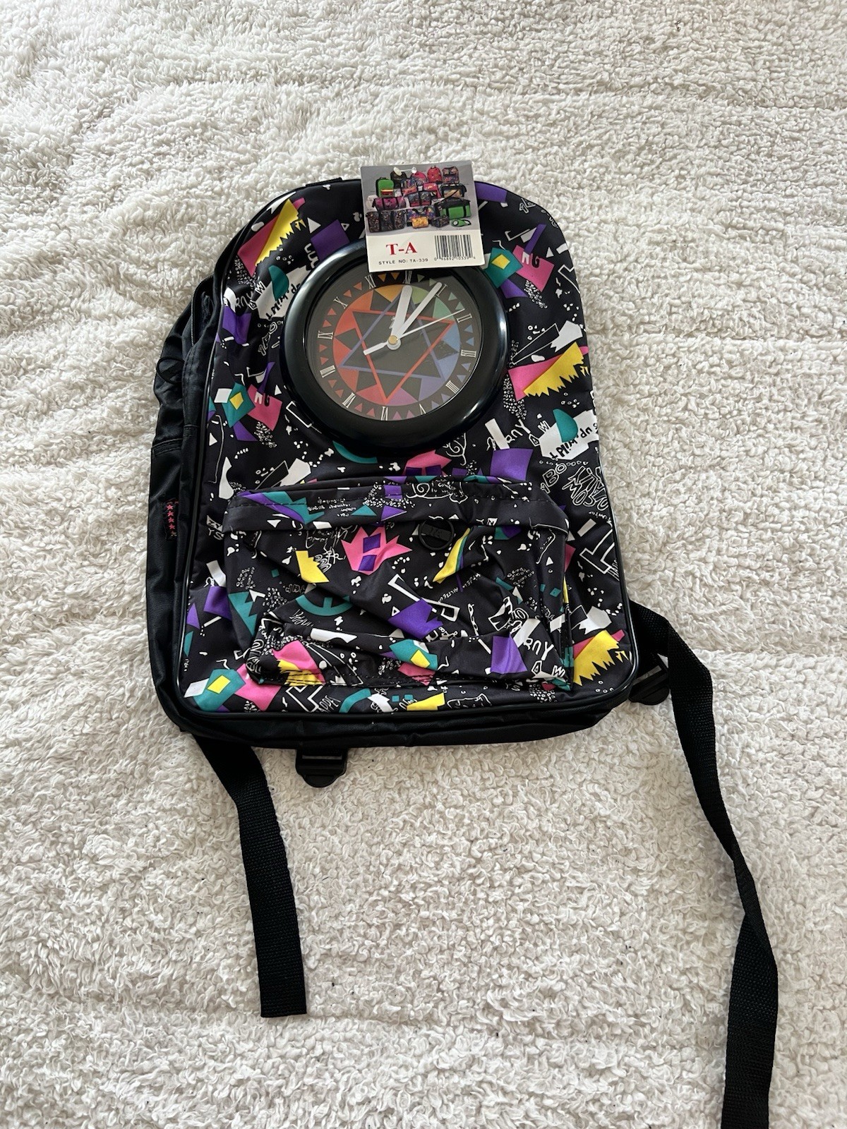VERY RARE Vintage TA Clock Retro Backpack NWT Works VERY RARE Vintage TA Clock Retro Backpack NWT Works