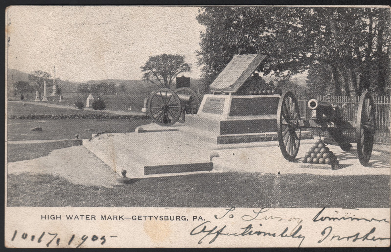 Vintage UDB Postcard High Water Mark mailed in 1905 Gettysburg PA Vintage UDB Postcard High Water Mark mailed in 1905 Gettysburg PA