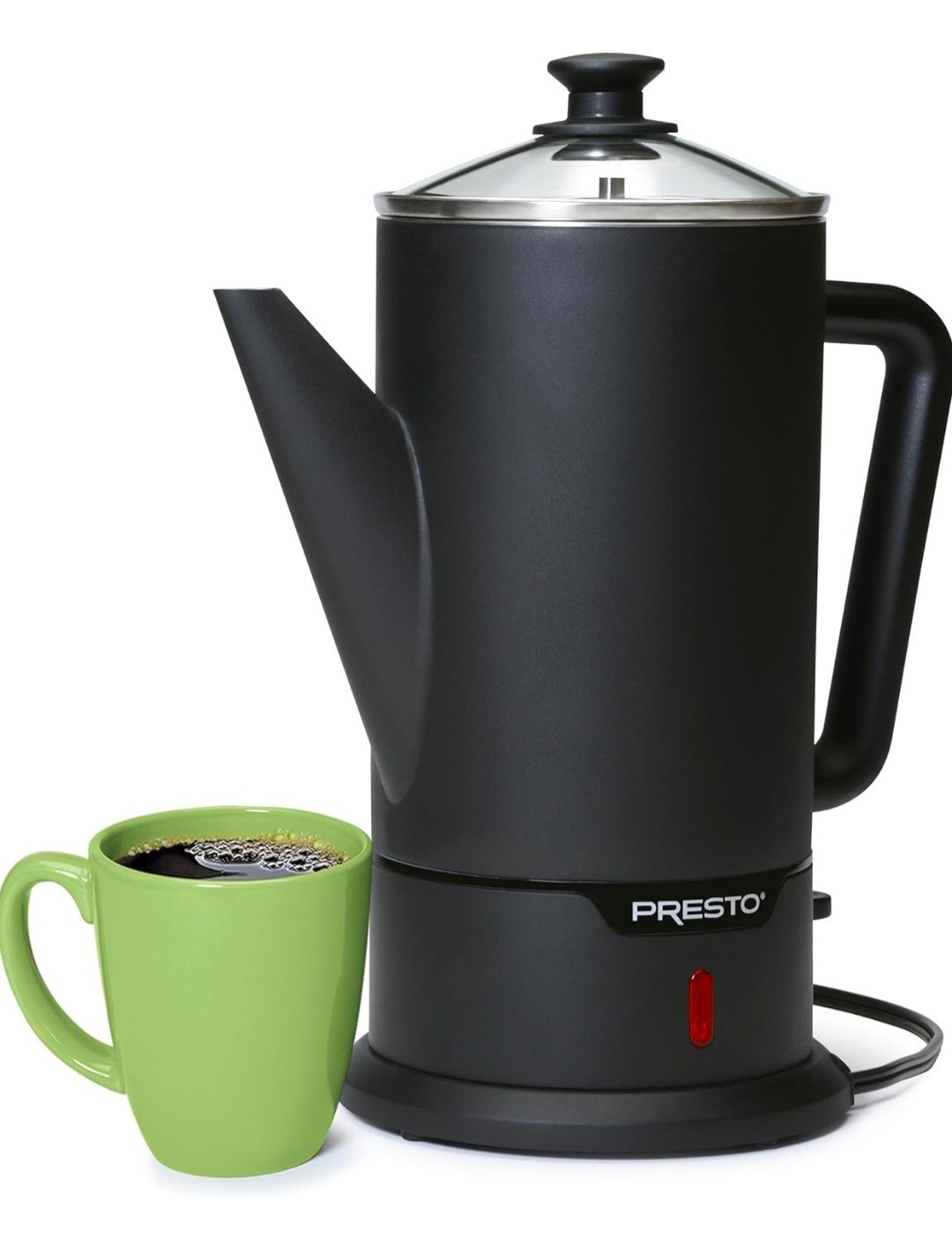 Presto 02815 Cordless Coffee Maker Stainless Steel Percolator, Easy Pour, Black Presto 02815 Cordless Coffee Maker Stainless Steel Percolator, Easy Pour, Black