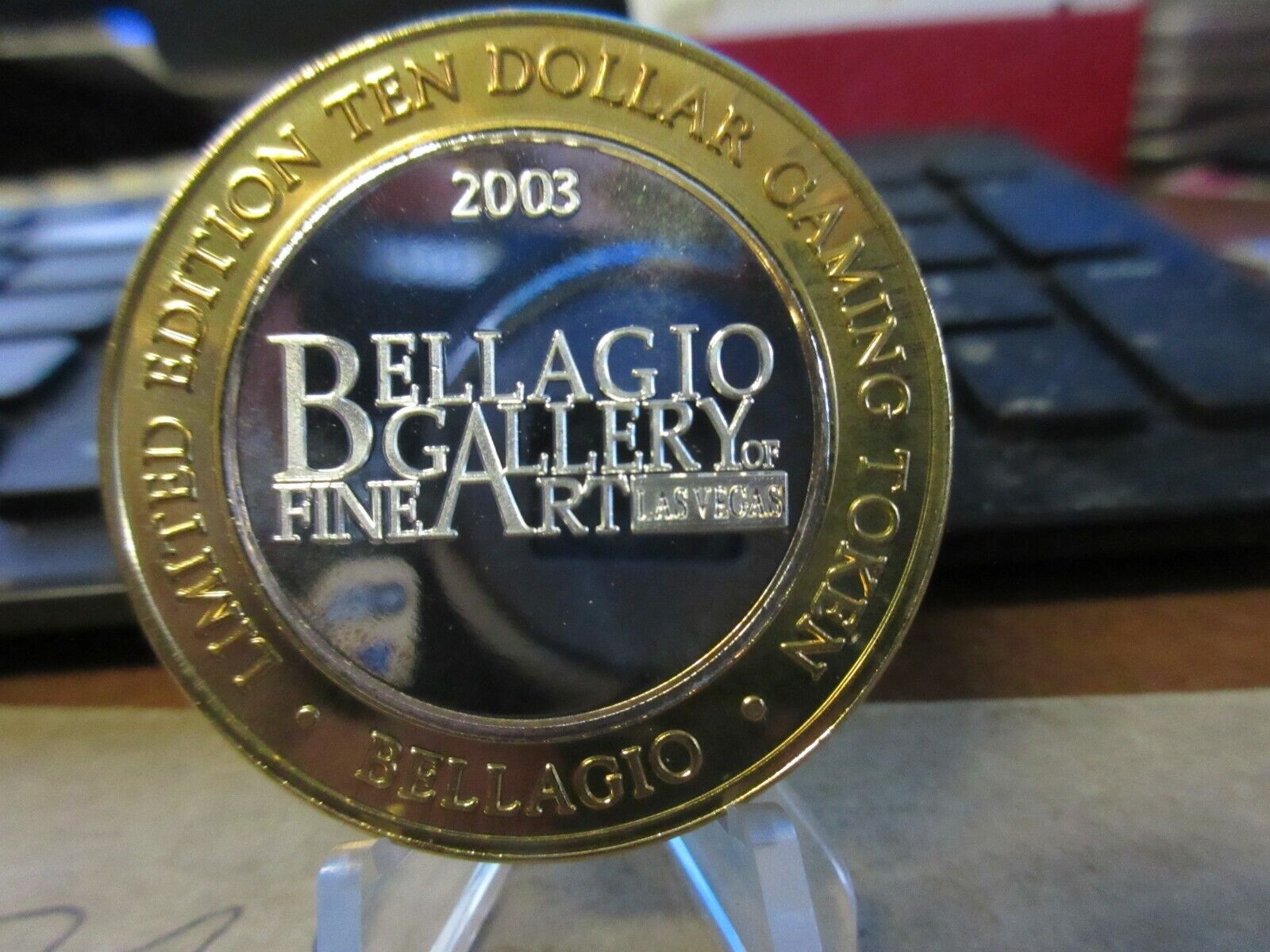 2003 $10.00 Bellagio Casino .999 Silver Strike  Las Vegas / Gallery Of Fine Art