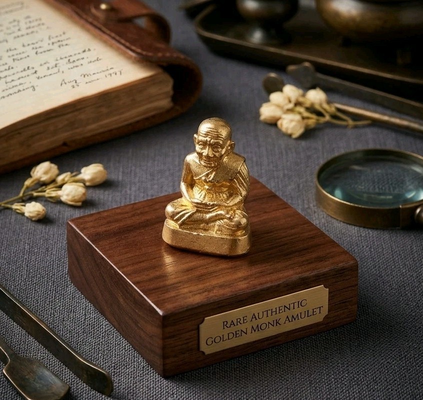 Thai Luang Pu Thuat Amulet Statue - Holy Monk For Protection Safety & Good Luck