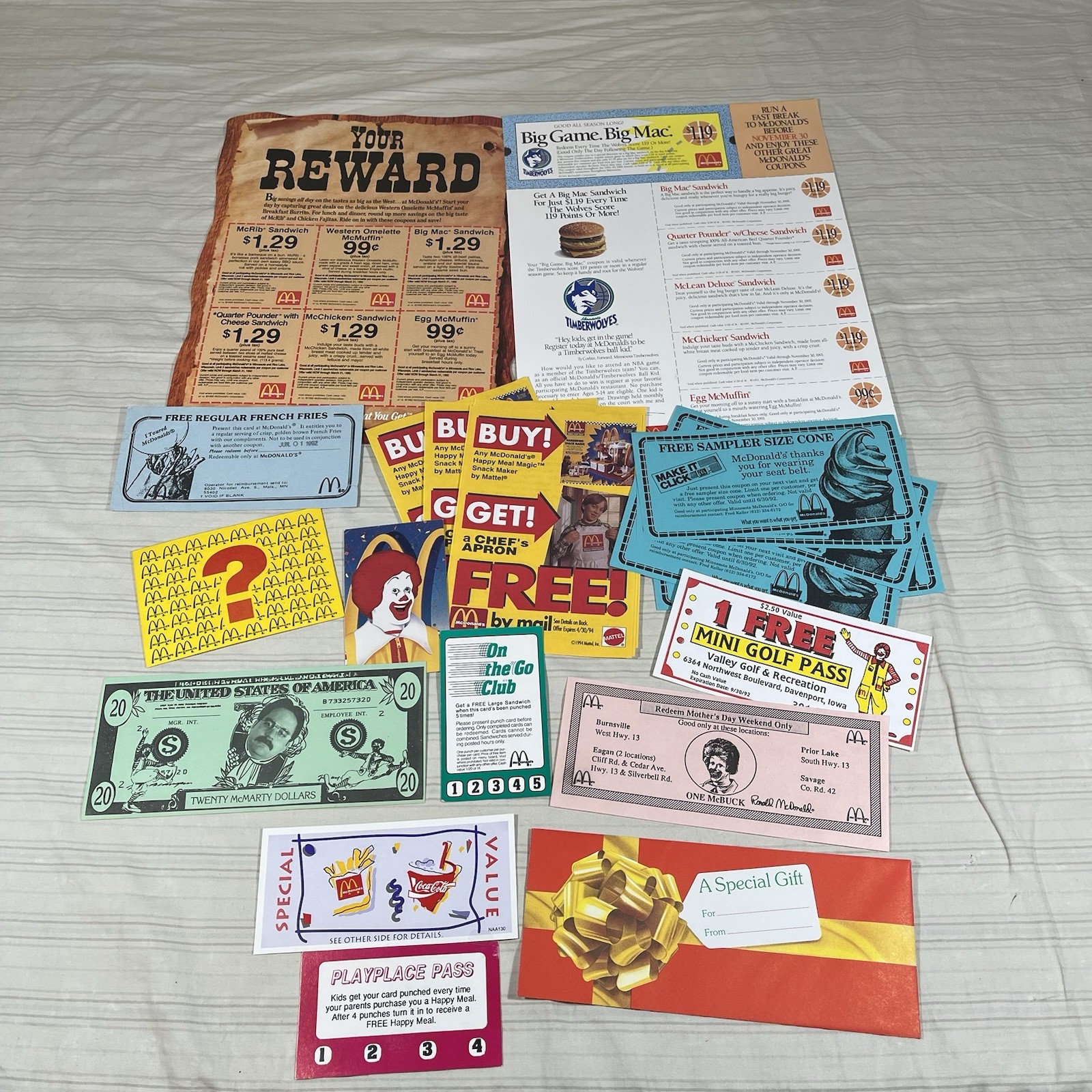 Vintage McDonald\'s 1990s Coupon Western Hamburger Snack Maker McBuck Free Cone Vintage McDonald\'s 1990s Coupon Western Hamburger Snack Maker McBuck Free Cone