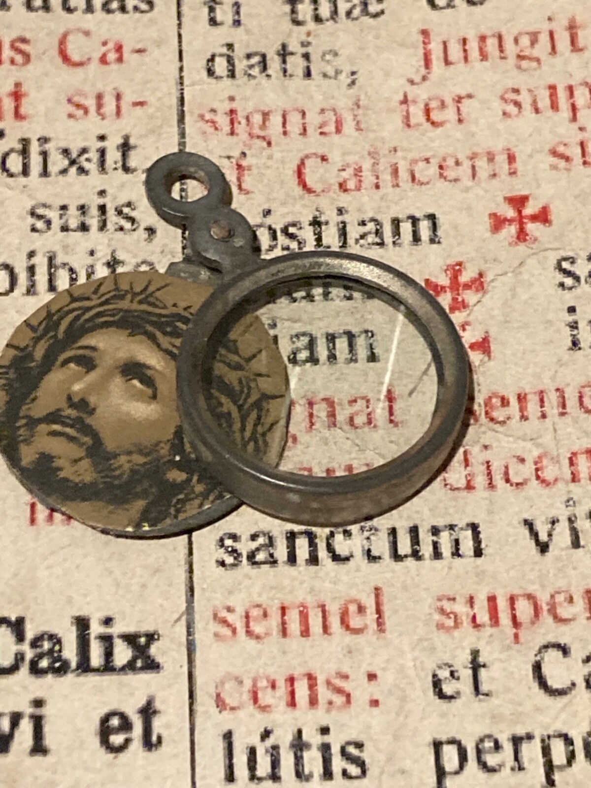 RARE ANCIENT BISHOP'S MAGNIFYING GLASS RELIQUARY : ECCE HOMO with wax seal RARE ANCIENT BISHOP'S MAGNIFYING GLASS RELIQUARY : ECCE HOMO with wax seal