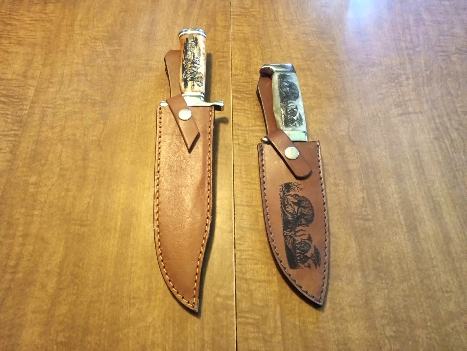 Two Impact Cutlery Custom Beautifully Engraved Hunting/Bowie Knives Two Impact Cutlery Custom Beautifully Engraved Hunting/Bowie Knives