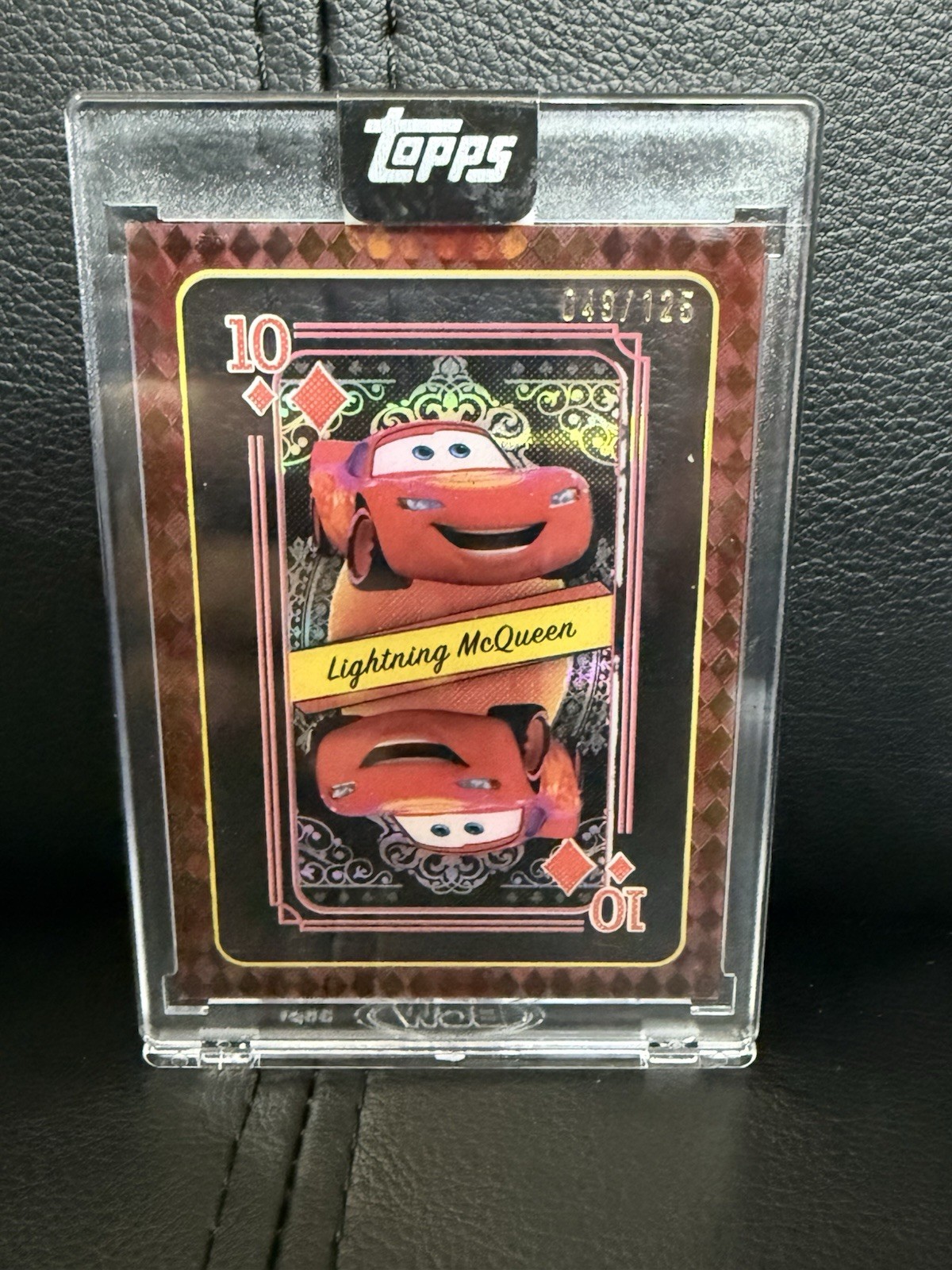 2025 Topps Disney Mint Lightning McQueen Playing Card 049/125 #QH-19 Encased 2025 Topps Disney Mint Lightning McQueen Playing Card 049/125 #QH-19 Encased
