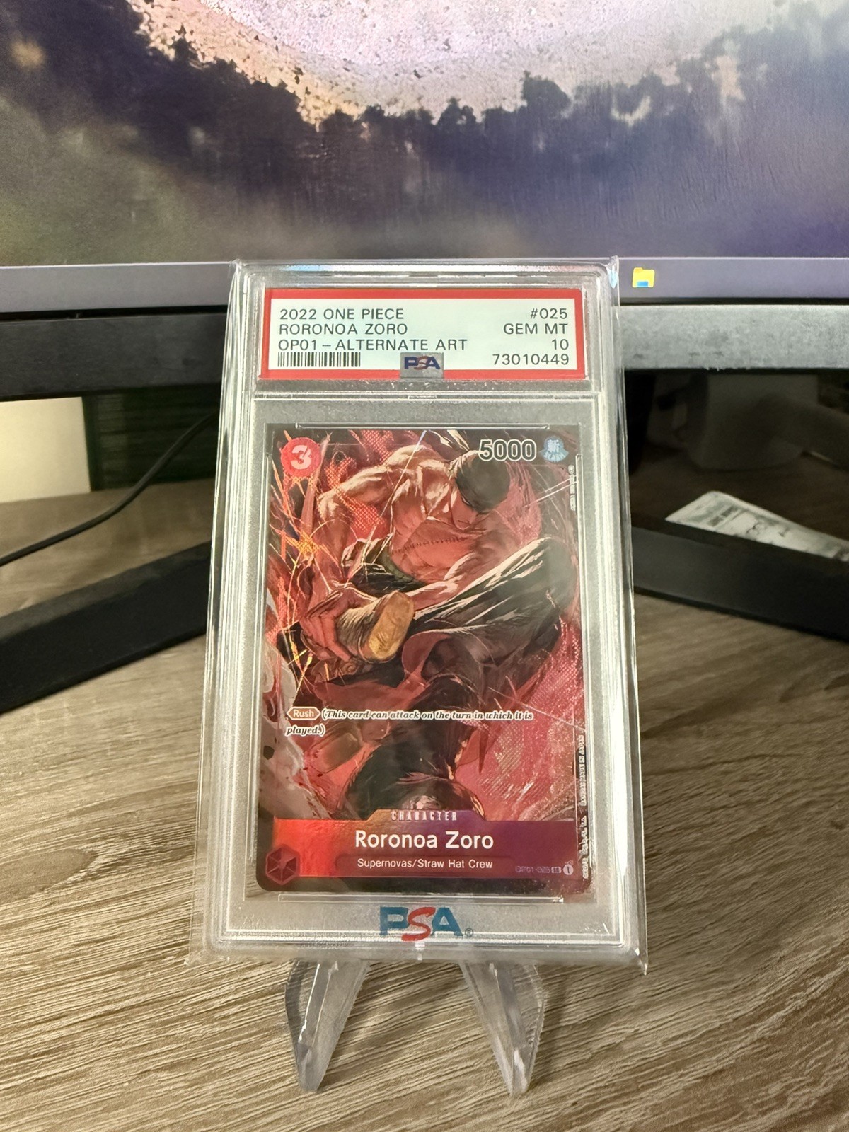 2022 ONE PIECE OP01-ROMANCE DAWN ALTERNATE ART #025 RORONOA ZORO PSA 10
