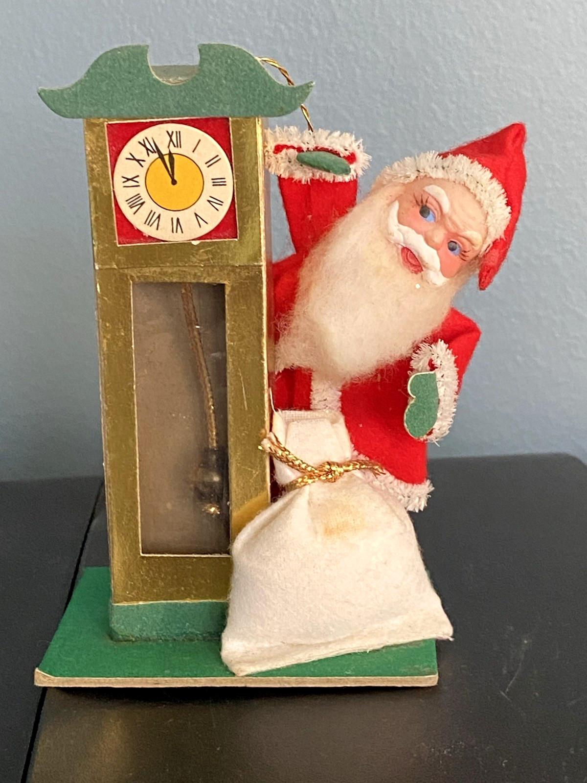 Vintage Santa with Grandfather Clock, Japan - Rare - very nice Vintage Santa with Grandfather Clock, Japan - Rare - very nice