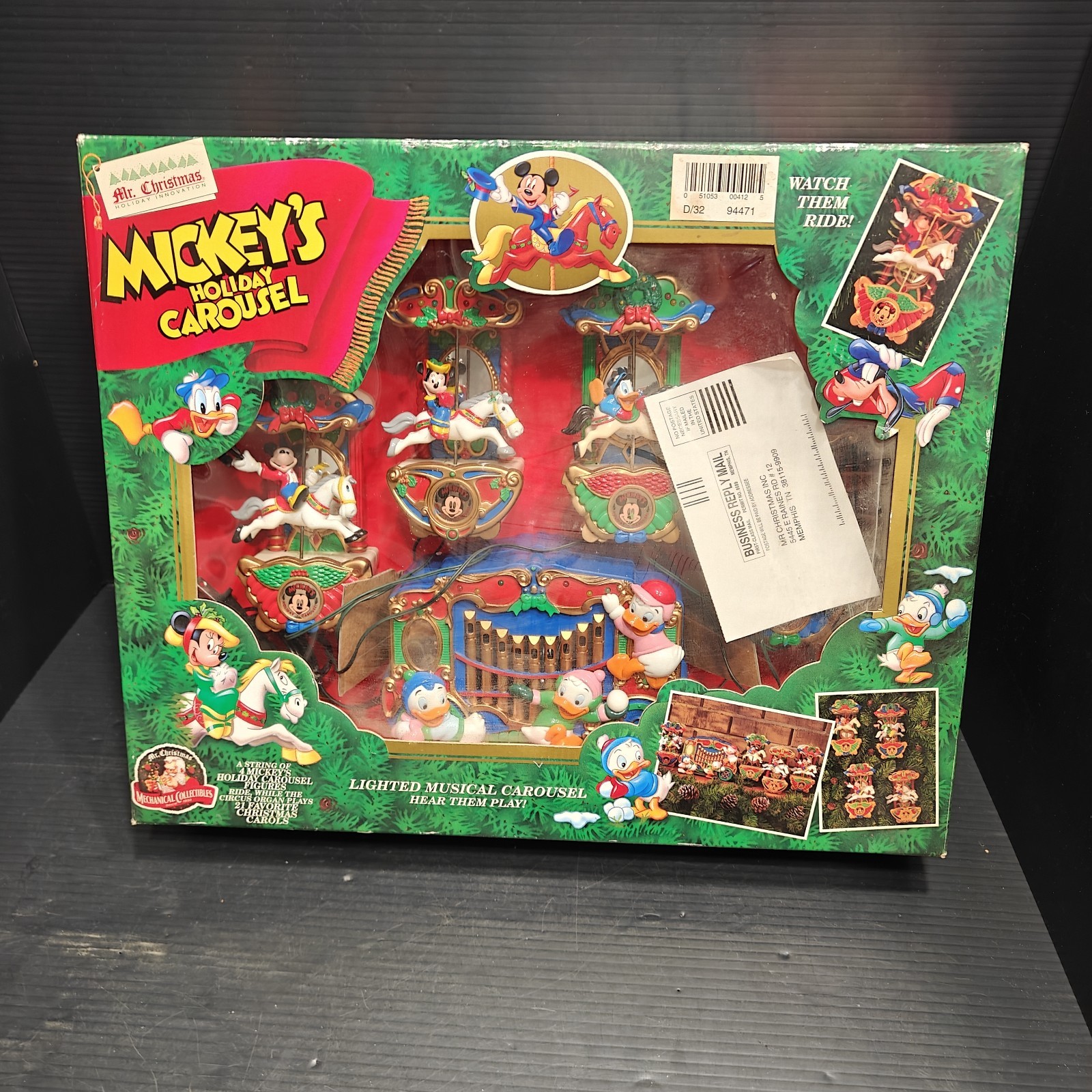 Vintage 1993 Mr Christmas Mickeys Holiday Carousel Disney New In Box Open Box... Vintage 1993 Mr Christmas Mickeys Holiday Carousel Disney New In Box Open Box...