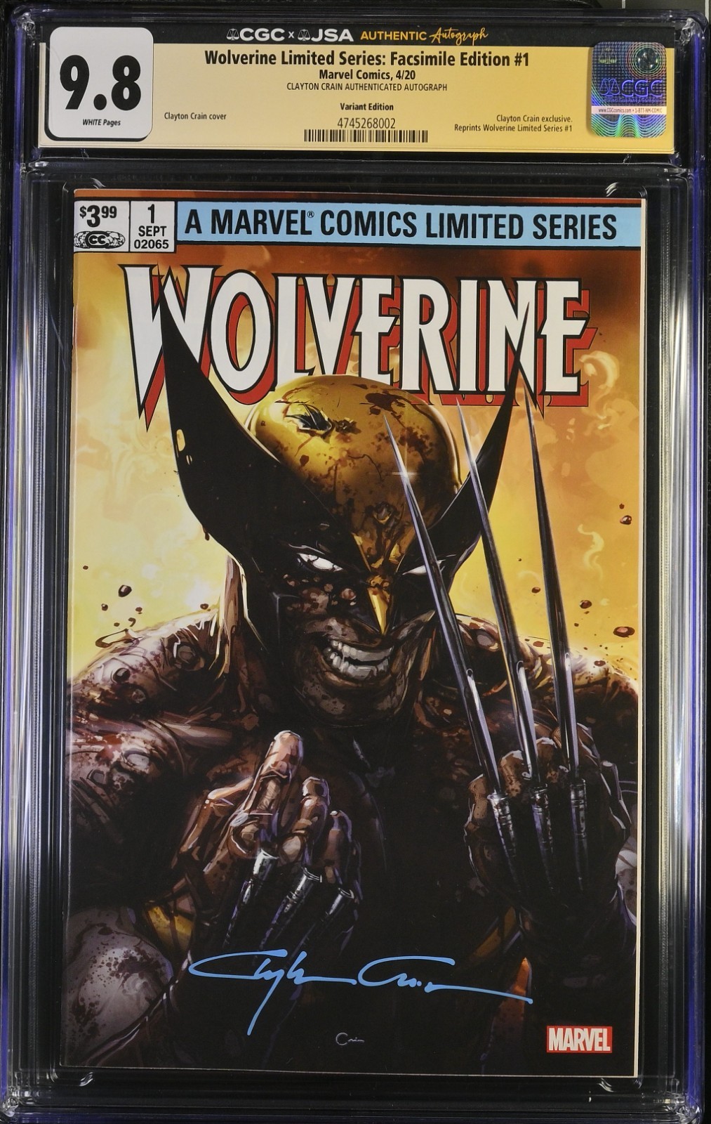 Wolverine Limited Series #1 CGC 9.8 SIGNED Crain Variant (2020)