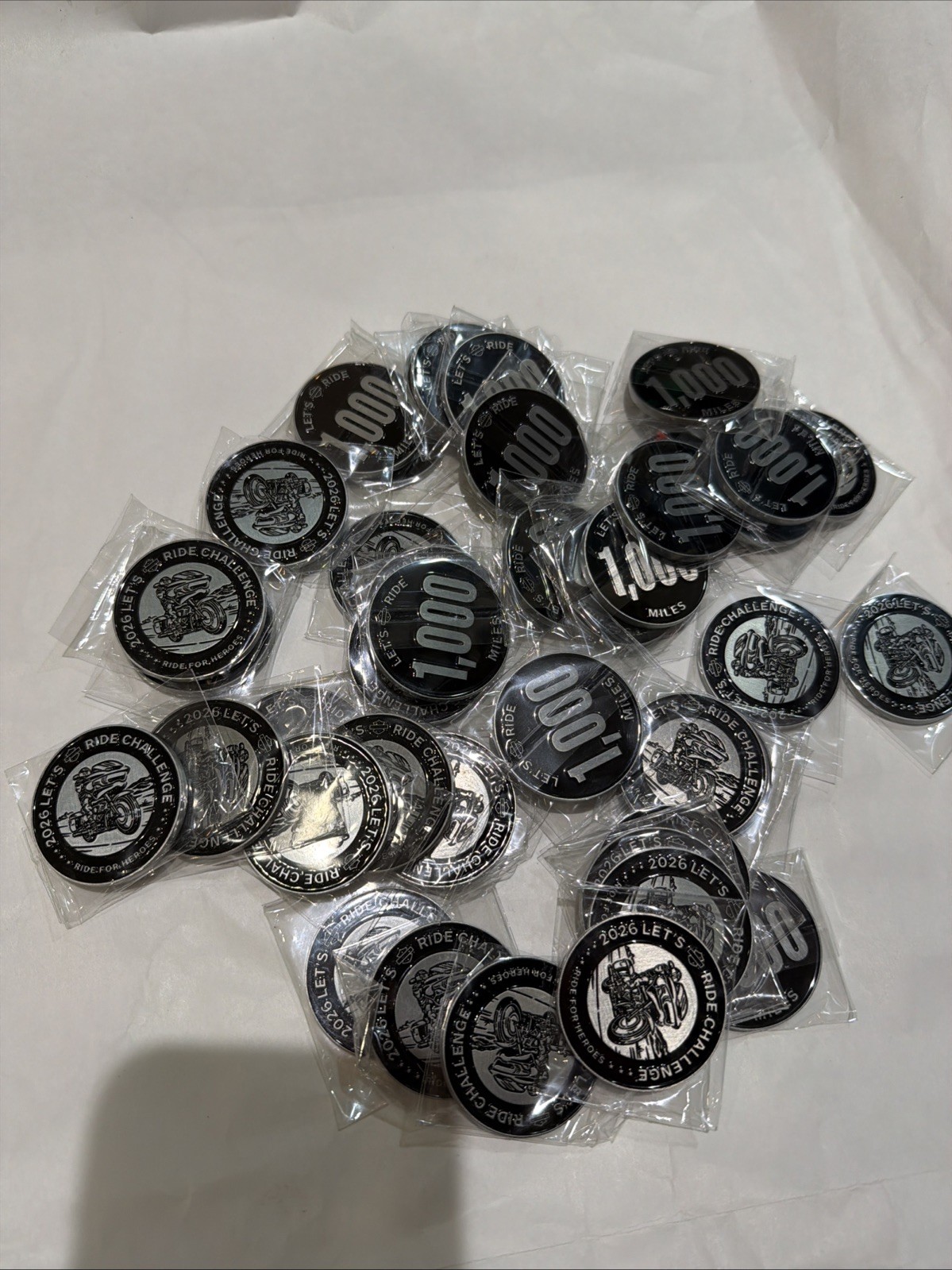 Qty 41 New HARLEY DAVIDSON RIDE FOR HEROES CHALLENGE COIN 2026 1,000 MILES NEW Qty 41 New HARLEY DAVIDSON RIDE FOR HEROES CHALLENGE COIN 2026 1,000 MILES NEW