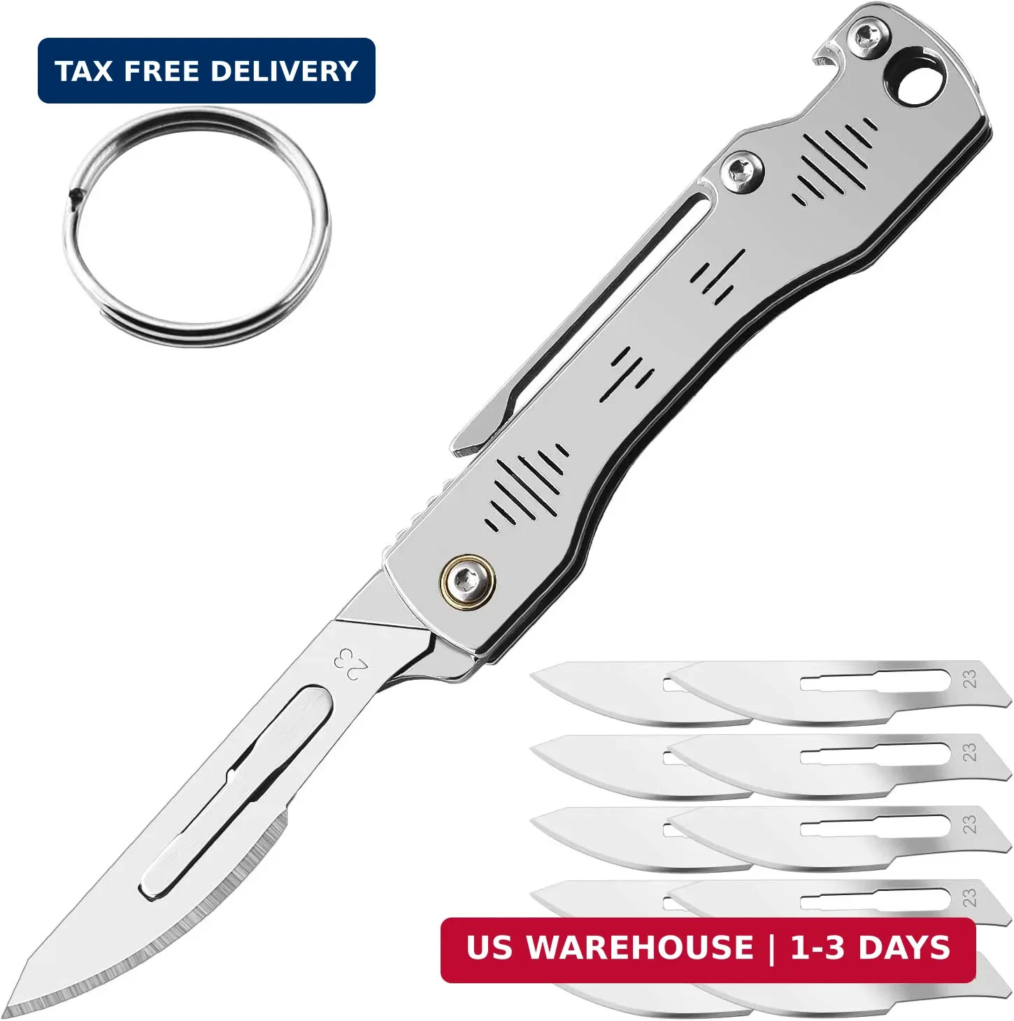 ITOKEY Folding Scalpel Knife, Replaceable Blade EDC Knife with Opener ITOKEY Folding Scalpel Knife, Replaceable Blade EDC Knife with Opener