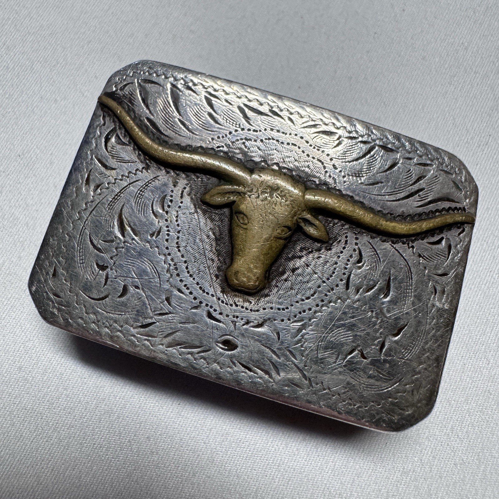 Vintage Diablo Mfg Co Longhorn Steer Cowboy Sterling Silver Belt Buckle Vintage Diablo Mfg Co Longhorn Steer Cowboy Sterling Silver Belt Buckle