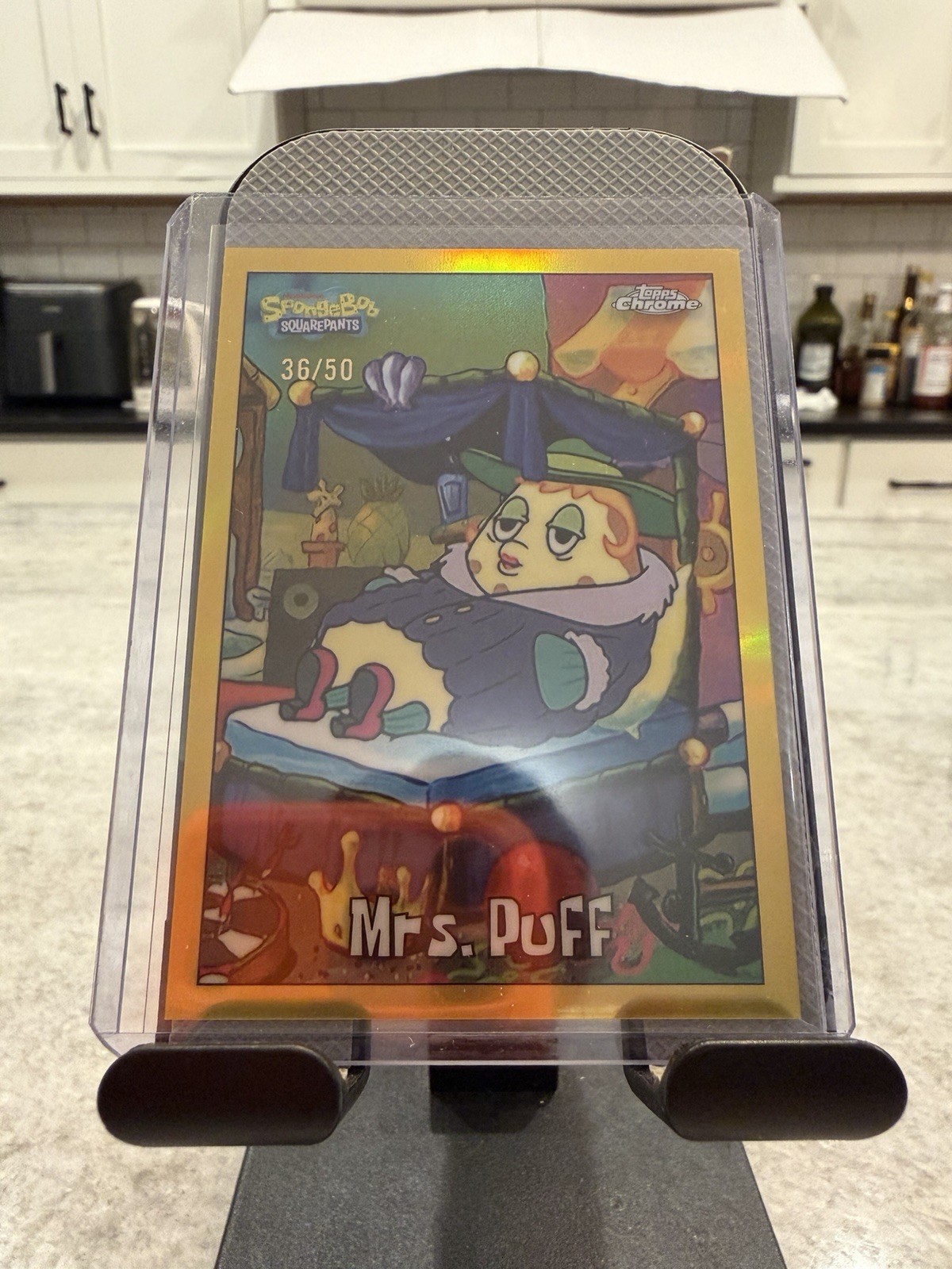 2025 Topps Chrome SpongeBob Squarepants Mrs. Puff TRUE GOLD Refractor #/50 2025 Topps Chrome SpongeBob Squarepants Mrs. Puff TRUE GOLD Refractor #/50