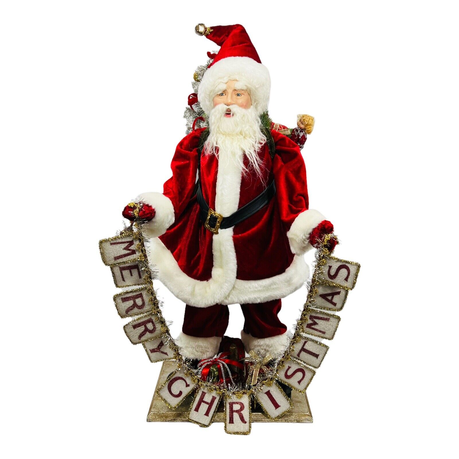 Frontgate Santa Claus 32” Tall Holding Happy Holidays Banner SUPER RARE