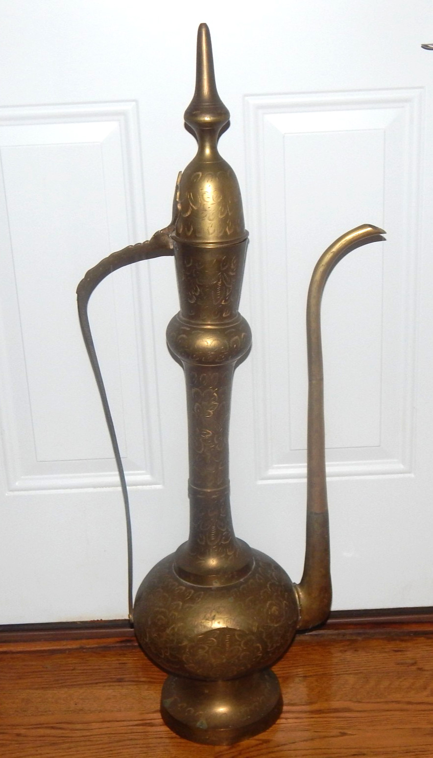 VTG LARGE HEAVY Brass Etched Aftaba Pot Ewer Pitcher 36 VTG LARGE HEAVY Brass Etched Aftaba Pot Ewer Pitcher 36