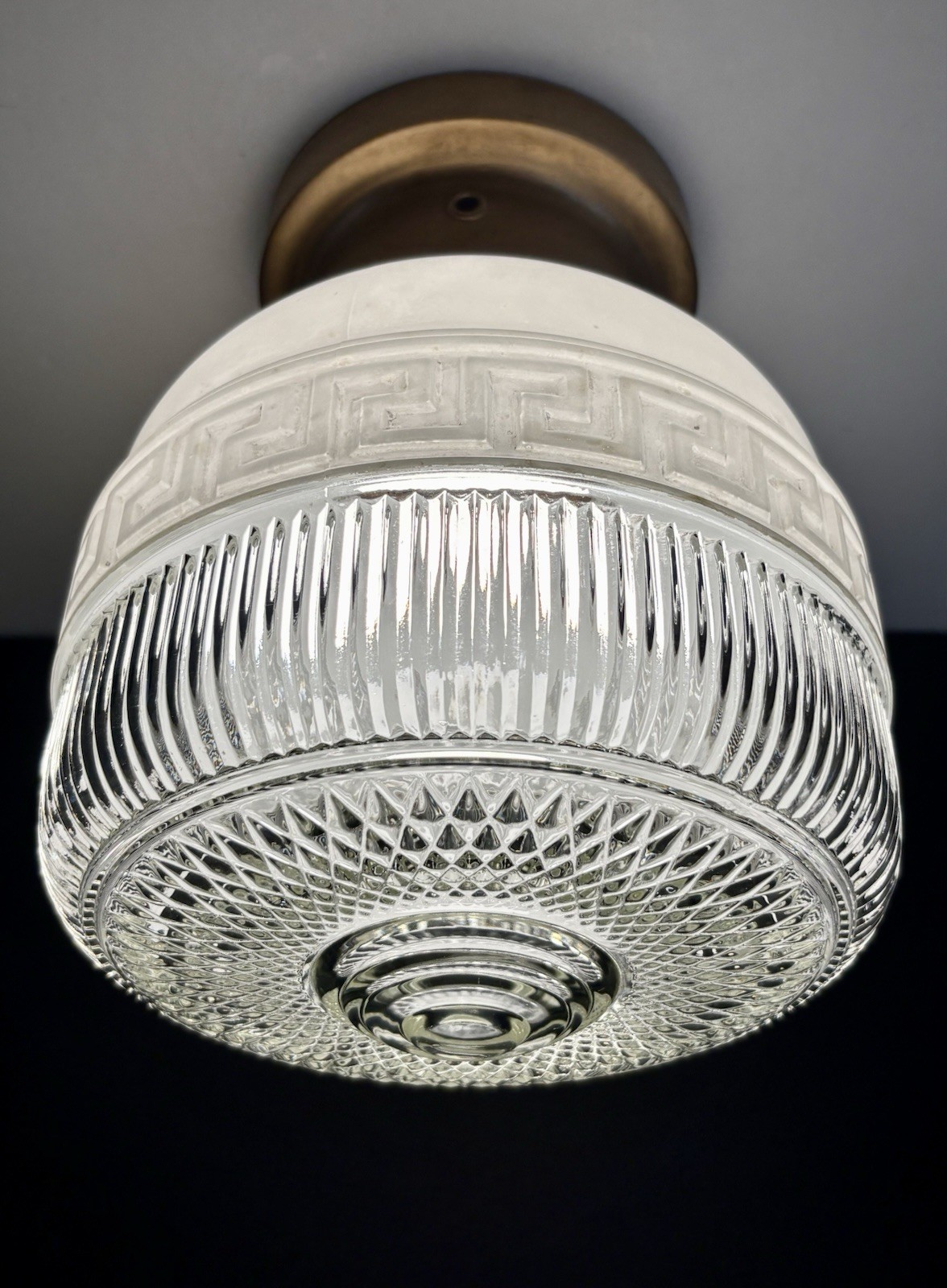 Antique/Vintage  1920’s-1930's Art Deco Nouveau Glass Light Fixture