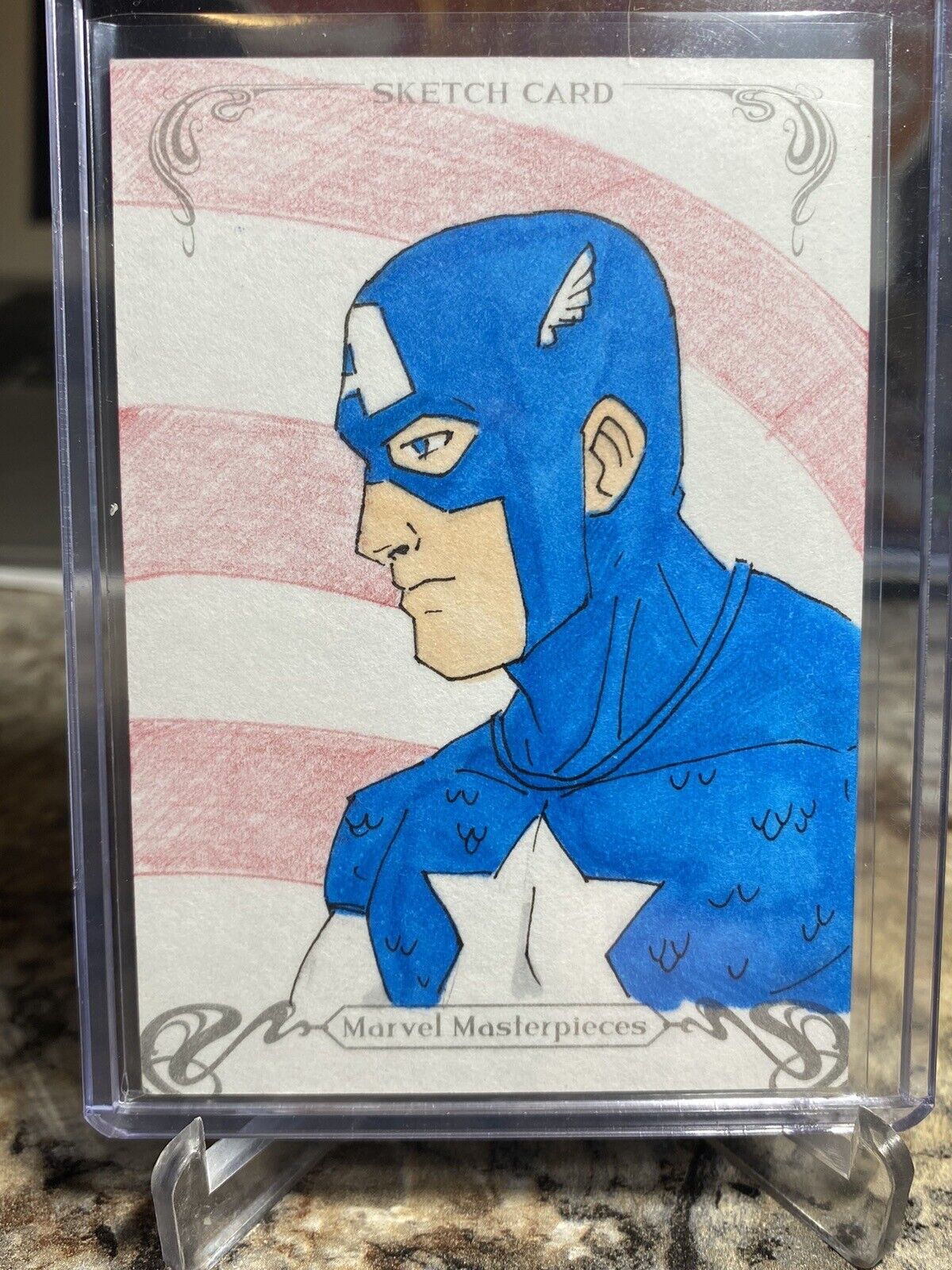 2018 Marvel Masterpieces Sketch Card Of Captain America With Artist Auto 1/1