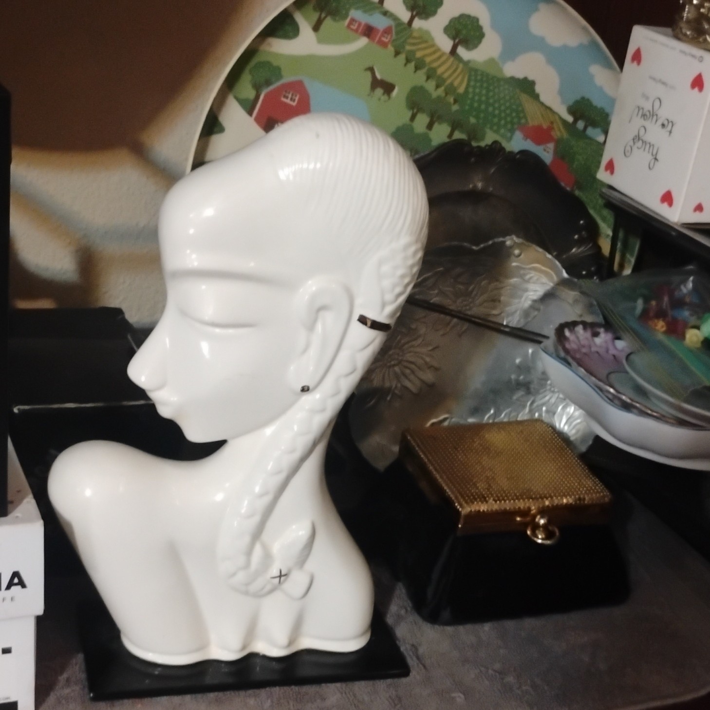 Vintage 1930s Kent Art Ware Art Deco Ceramic Female Bust Blanc de Chine Japan Vintage 1930s Kent Art Ware Art Deco Ceramic Female Bust Blanc de Chine Japan