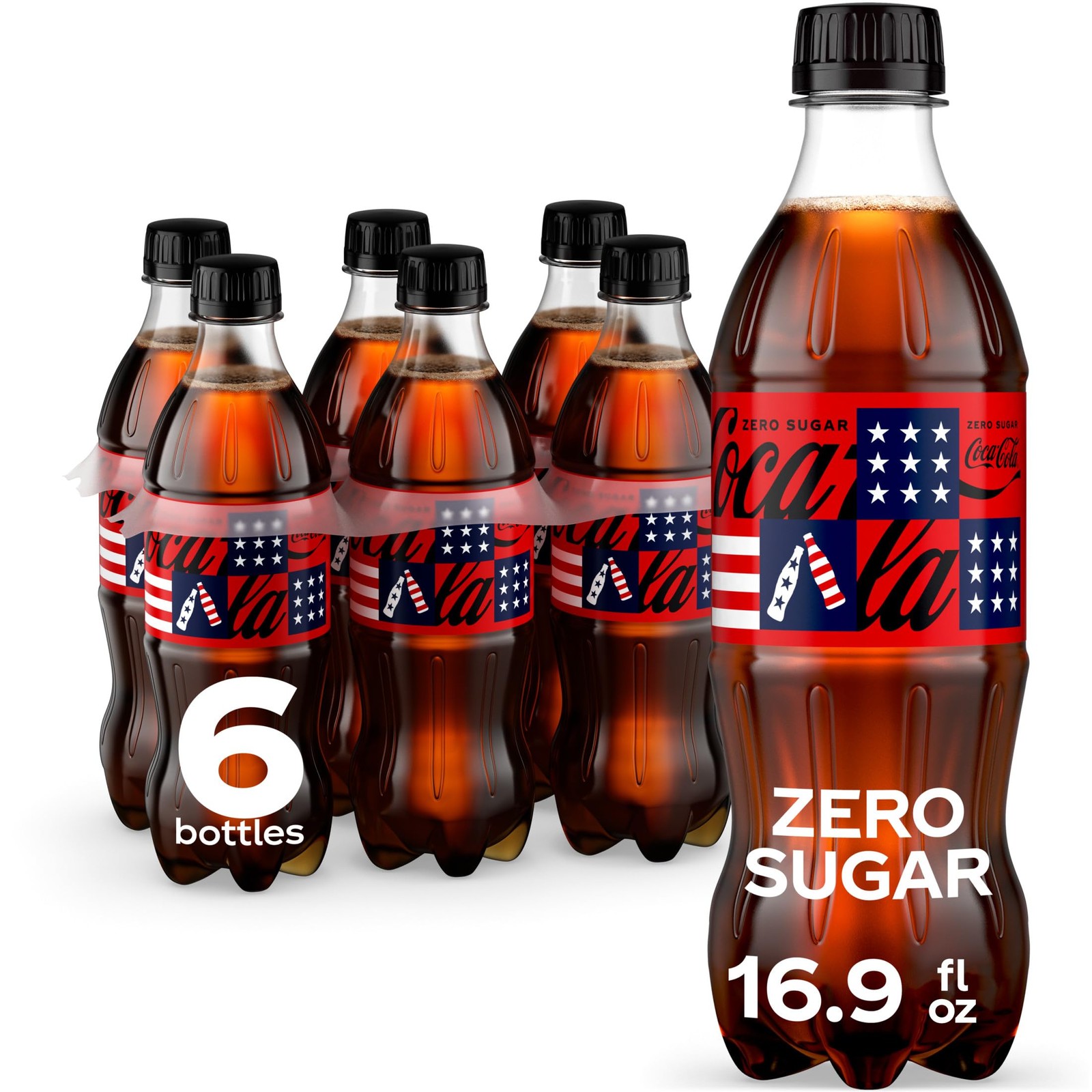 Coca-Cola Zero Sugar Soda Soft Drink Bottles, 16.9 fl oz (Pack of 6) Coca-Cola Zero Sugar Soda Soft Drink Bottles, 16.9 fl oz (Pack of 6)