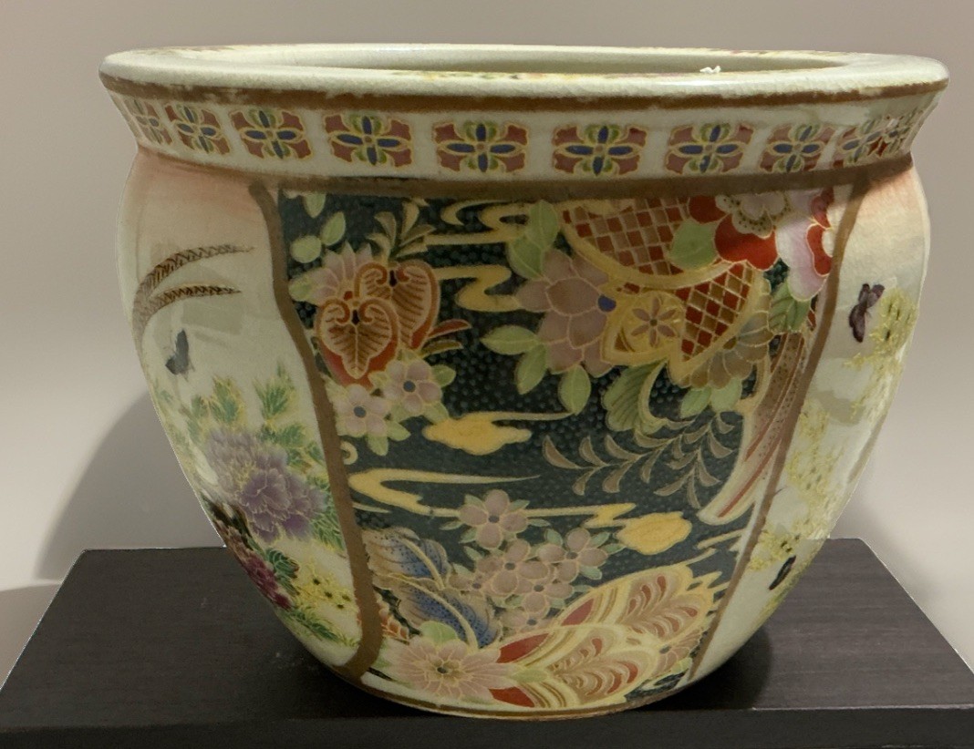 Vintage Chinese Peonies Butterflies Birds Porcelain Jardiniere Planter Bowl Vintage Chinese Peonies Butterflies Birds Porcelain Jardiniere Planter Bowl