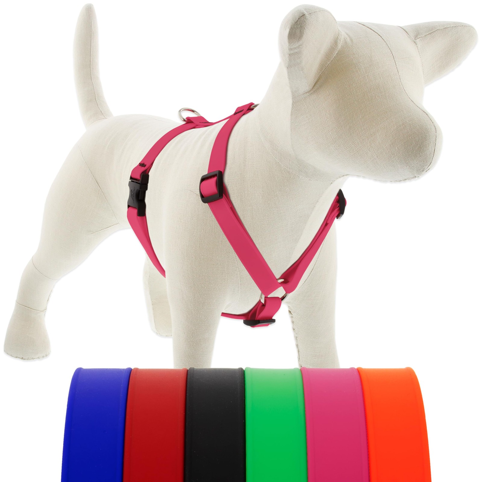 LupinePet Splash Waterproof Dog Harness, Large, Neon Pink, No-Pull Dual Clip LupinePet Splash Waterproof Dog Harness, Large, Neon Pink, No-Pull Dual Clip