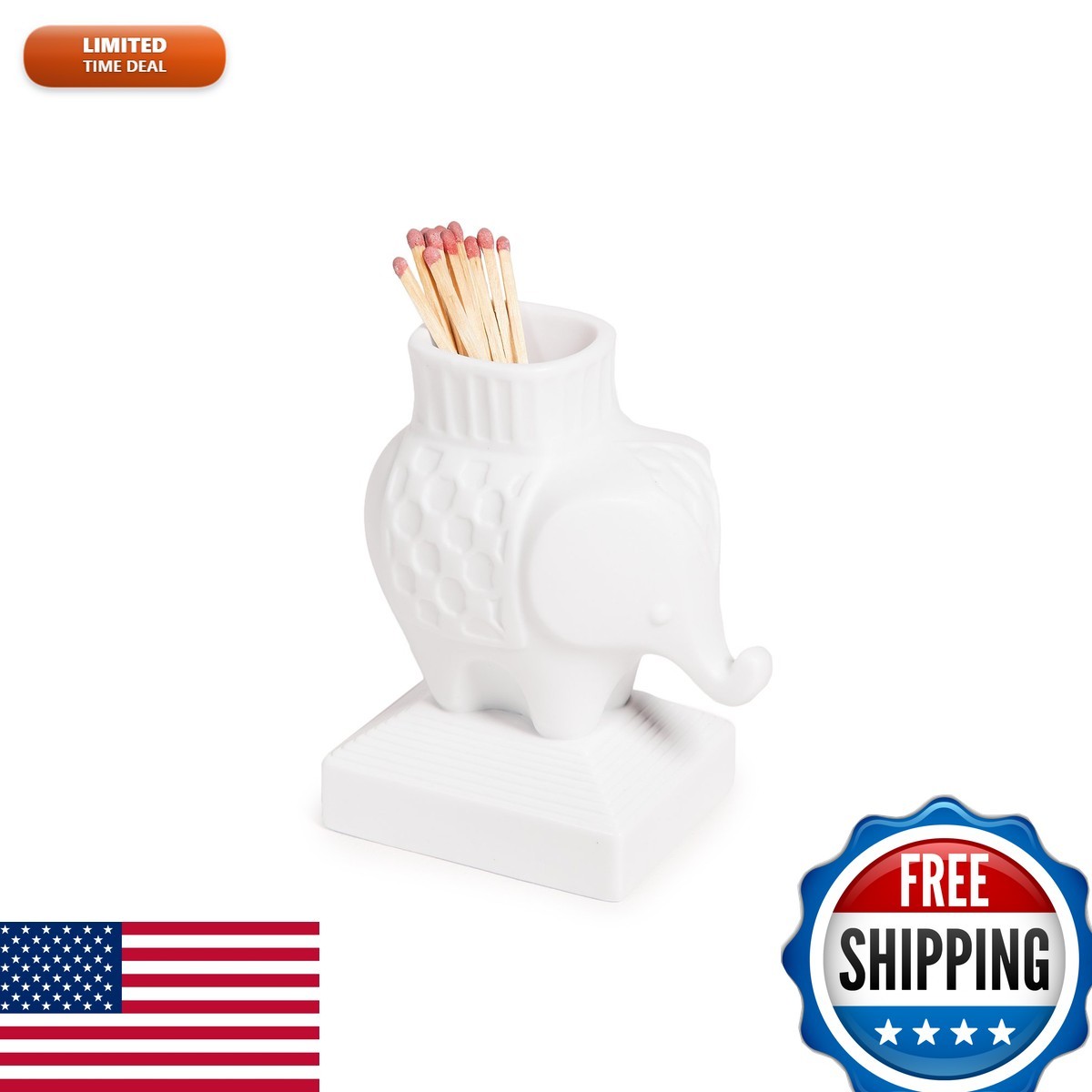 Jonathan Adler Elephant Match Strike, White Jonathan Adler Elephant Match Strike, White