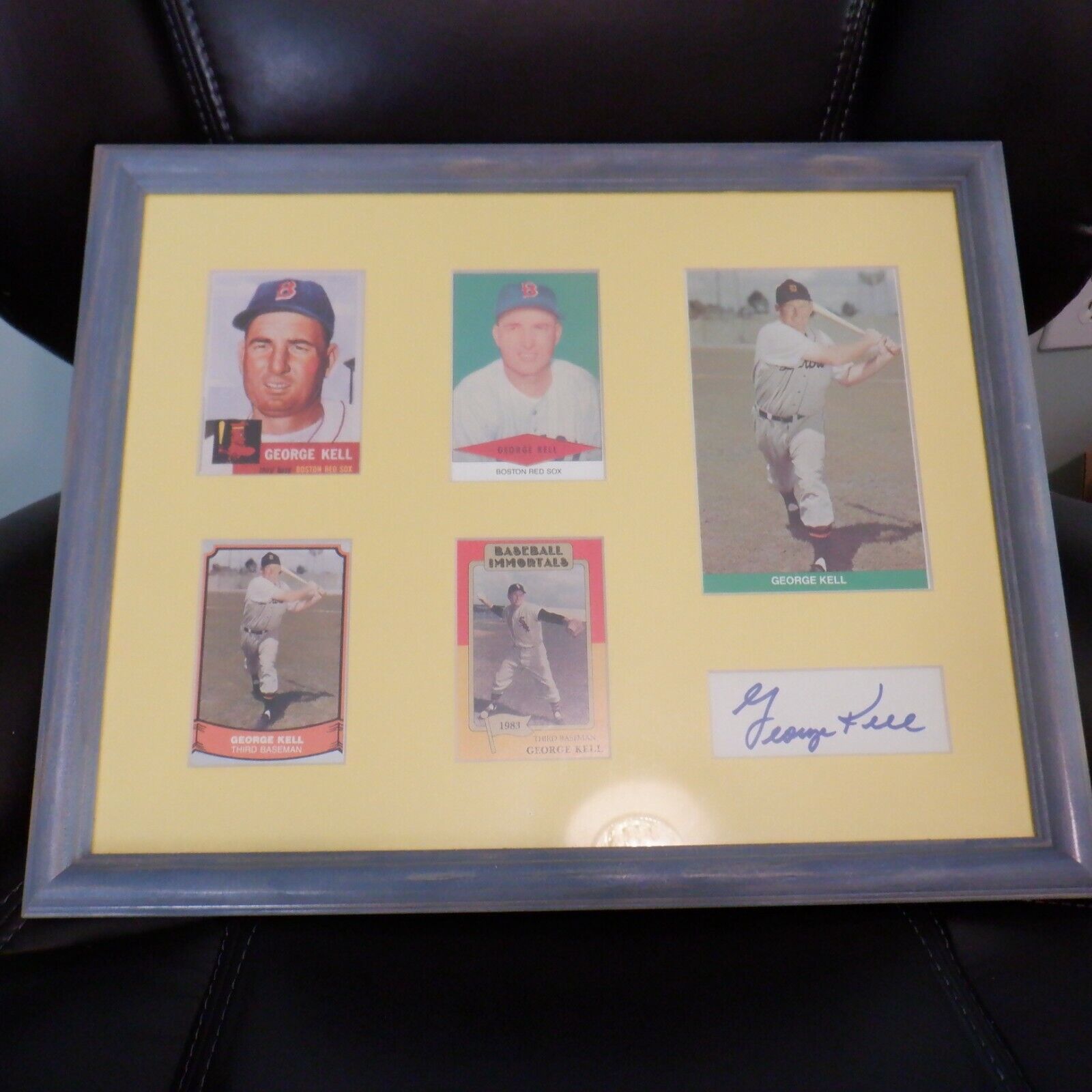 Picture Frame of George Kell Hall of Famer with autograph and4 Basaball cards