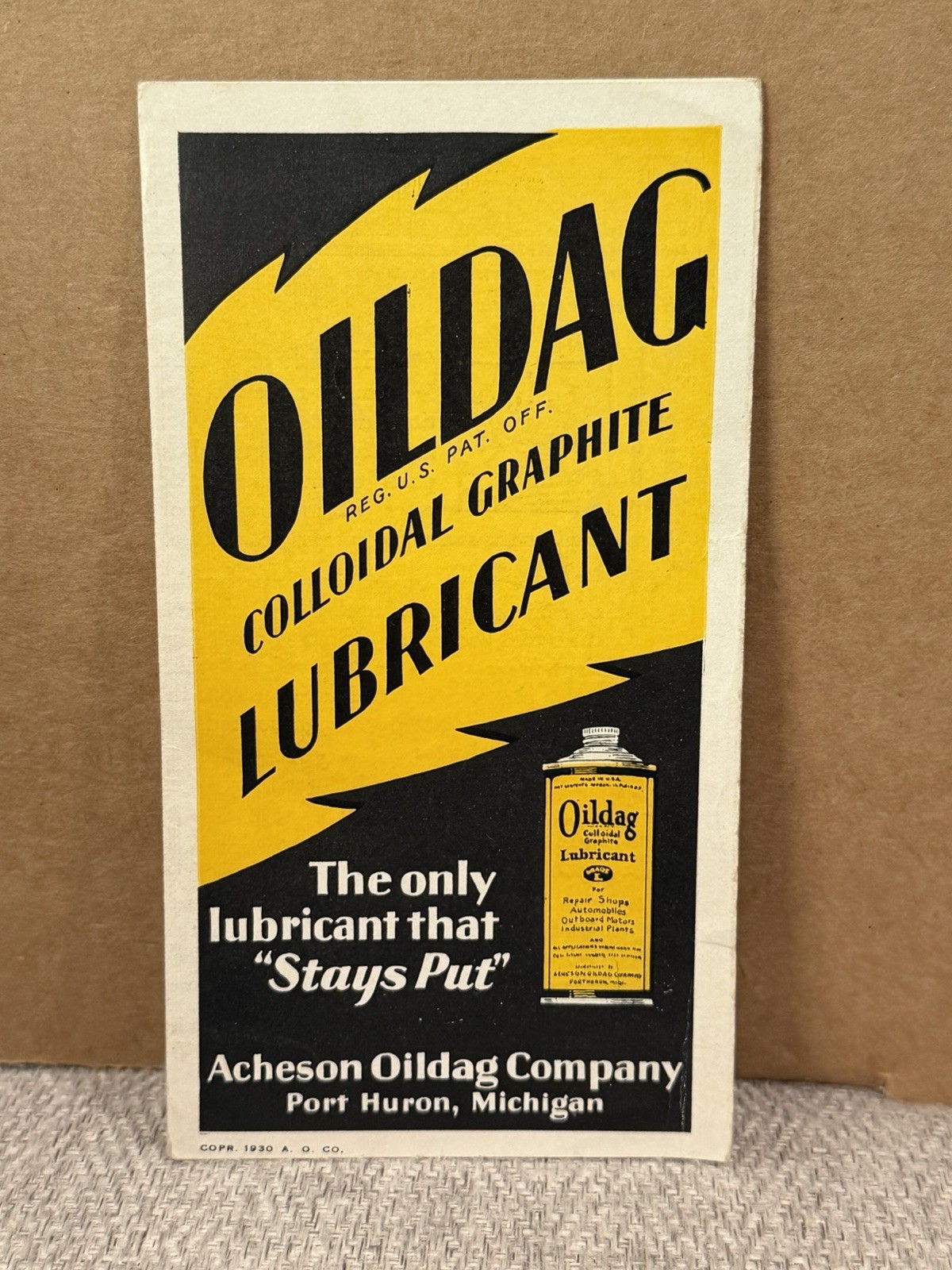 Antique 1930 Oildag Colloidal Graphite Lubricant Fold Out Advertising Pamphlet