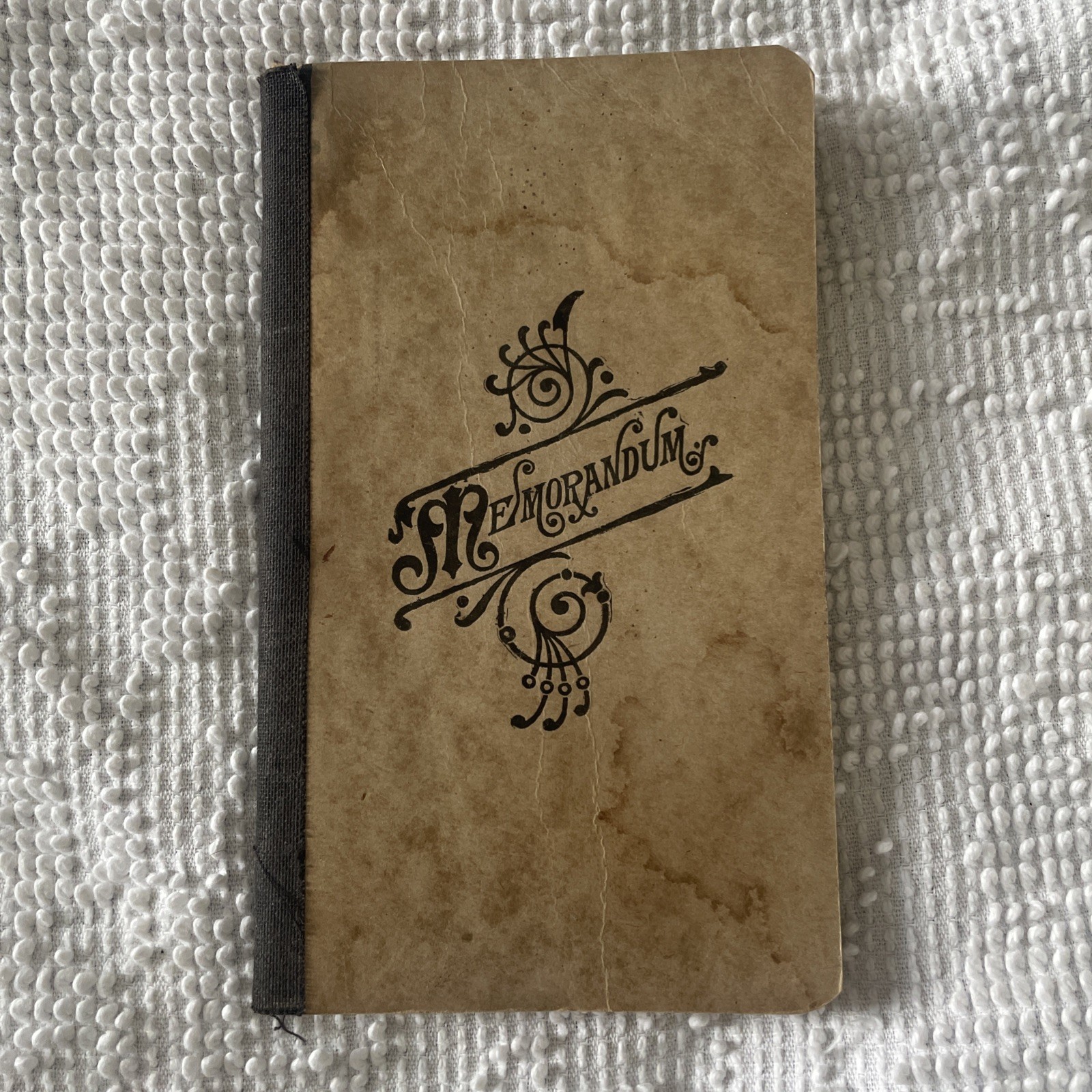 Antique Pocket Memorandum Notebook 1910-1920’s Unused Black Cloth Spine Lined