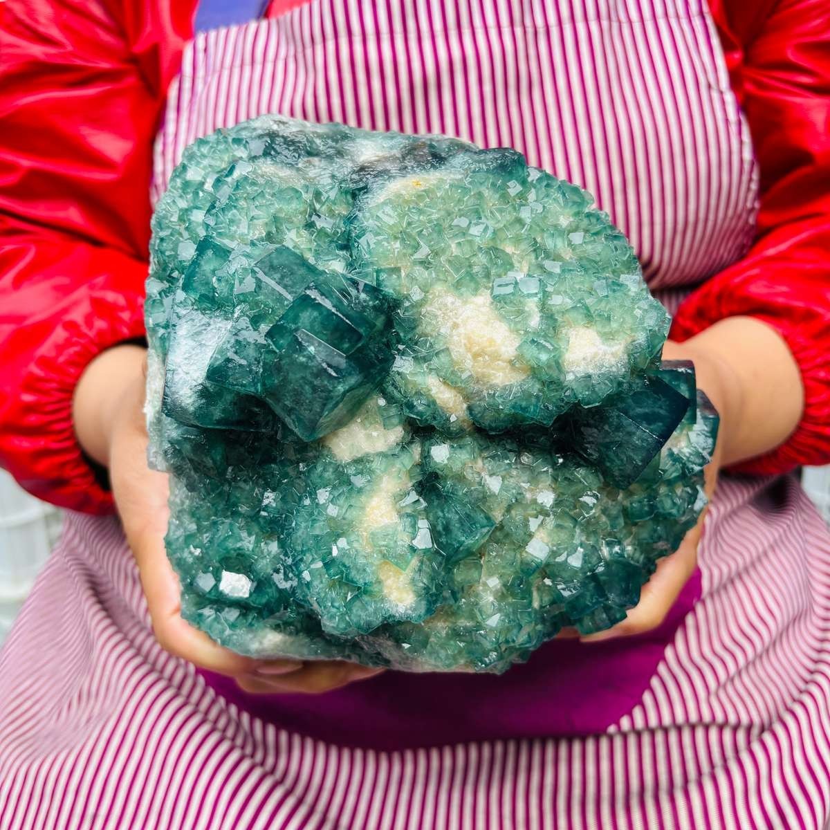9.72 LB Large Natural Green Fluorite Crystal Cluster Healing Specimen 4160