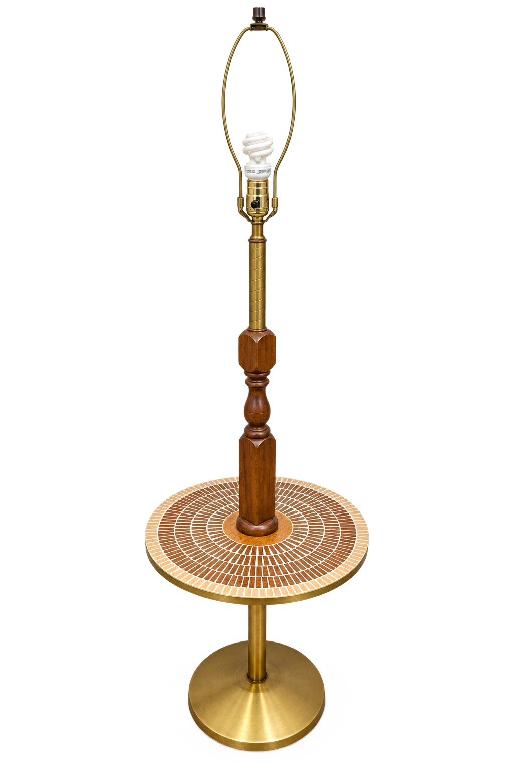 Vintage MCM Ceramic Mosaic Table Floor Lamp Combo Brass Briard Martz Style 56”T