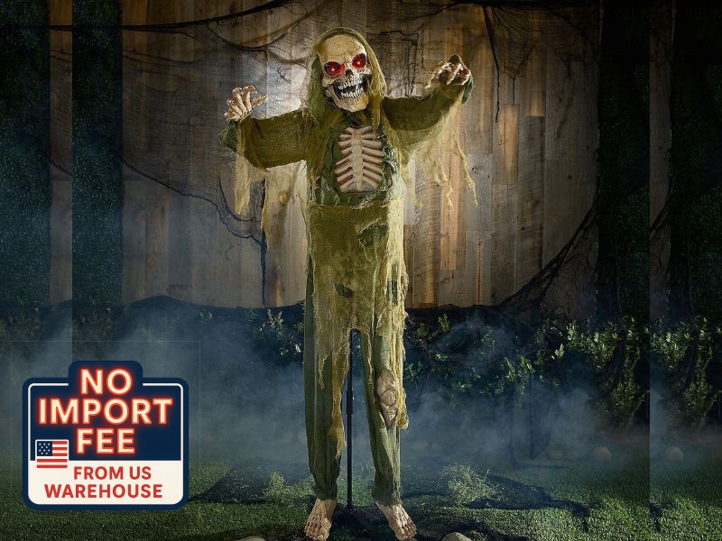 Animated Green Skeleton Reaper 5ft Halloween Prop Life Size Decor Haunted House Animated Green Skeleton Reaper 5ft Halloween Prop Life Size Decor Haunted House