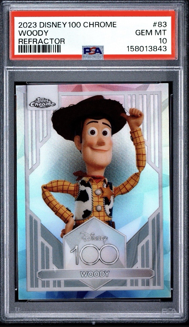 2024 Topps Chrome Disney 100 Woody #83 Refractor PSA 10 🔥RARE🔥 Pop 52 2024 Topps Chrome Disney 100 Woody #83 Refractor PSA 10 🔥RARE🔥 Pop 52