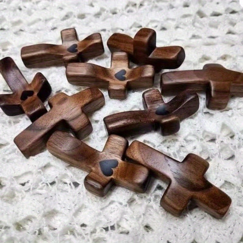 20pcs Walnut Wood Thumb Crosses Wooden Handheld Church Easter Christmas Decor 20pcs Walnut Wood Thumb Crosses Wooden Handheld Church Easter Christmas Decor