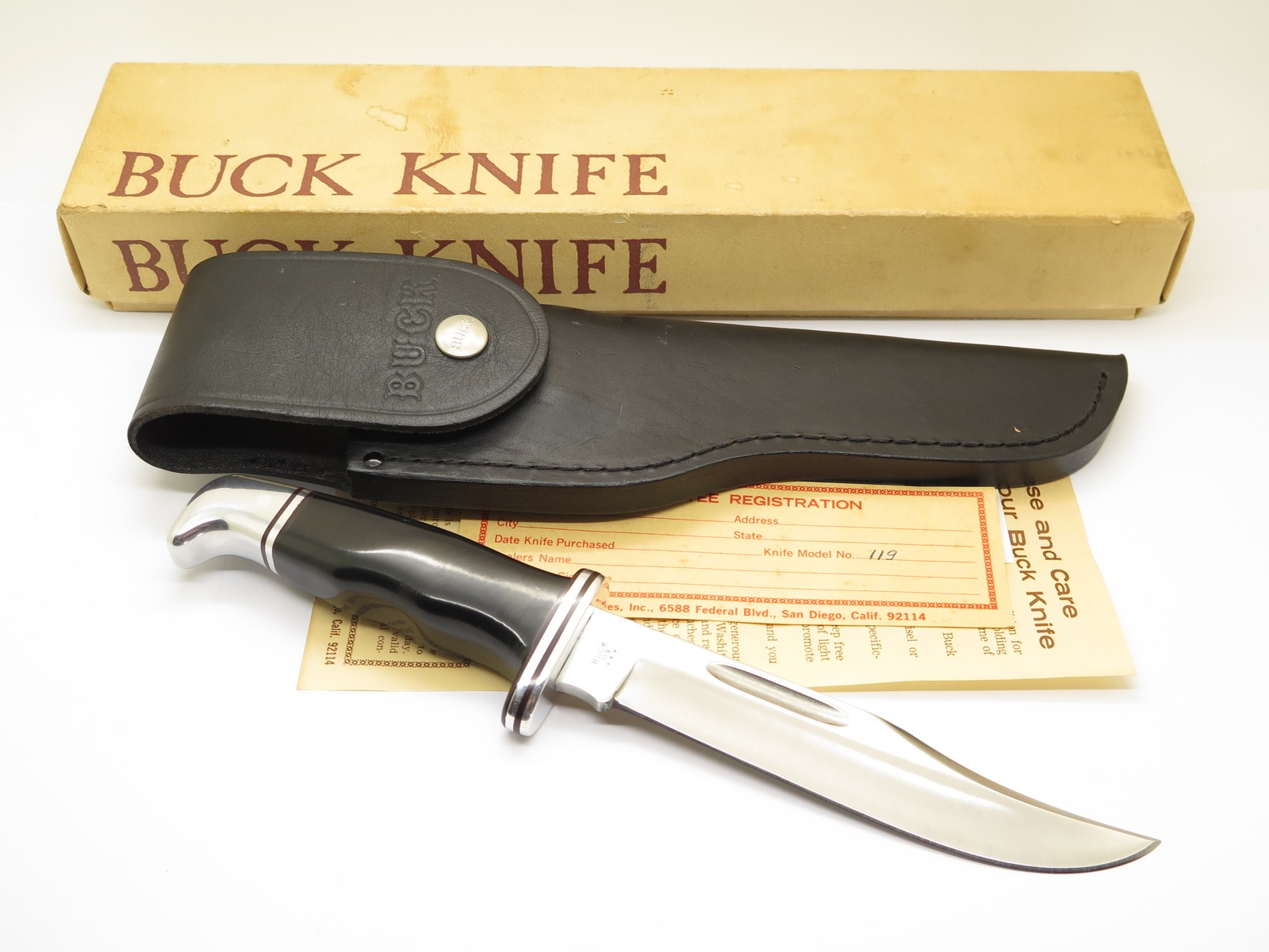 Vtg 1972 Buck 119 Special Inverted 3 Three Liner Fixed Blade Hunting Knife & Box Vtg 1972 Buck 119 Special Inverted 3 Three Liner Fixed Blade Hunting Knife & Box