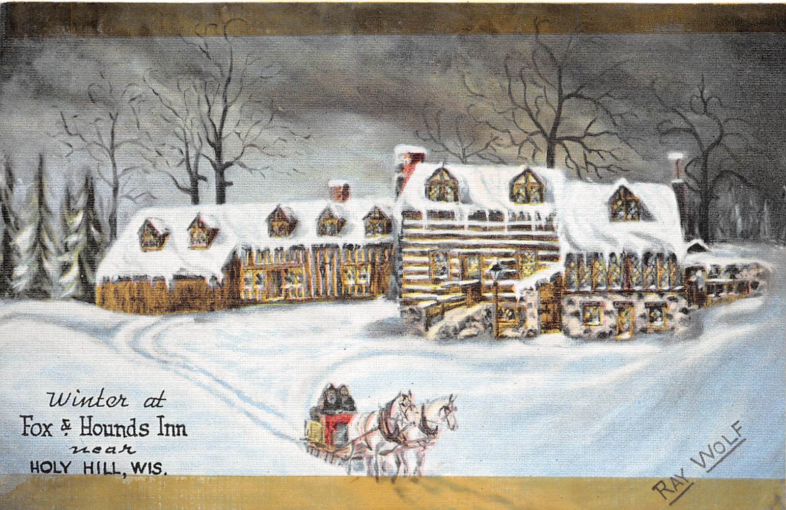 1940s Fox & Hounds Linen Vintage Postcard | Hubertus, WI Unmarked 1940s Fox & Hounds Linen Vintage Postcard | Hubertus, WI Unmarked