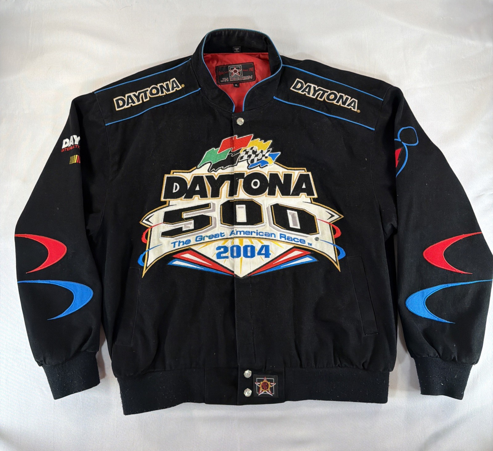 JH Design Disney Mickey Mouse Daytona 500 2004 NASCAR Racing Jacket XL JH Design Disney Mickey Mouse Daytona 500 2004 NASCAR Racing Jacket XL