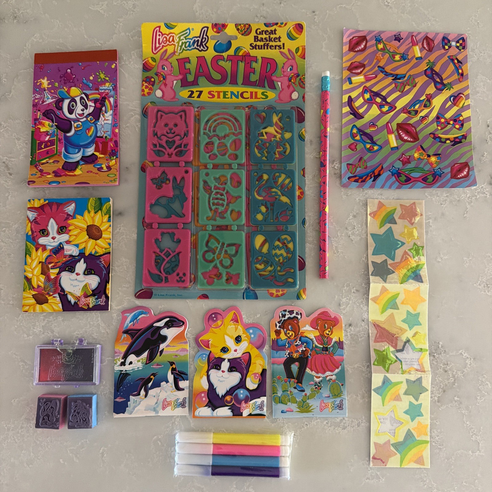 Vintage Lisa Frank Address Book Notepad Stamps Stencils Pencil Sticker Lot Vintage Lisa Frank Address Book Notepad Stamps Stencils Pencil Sticker Lot