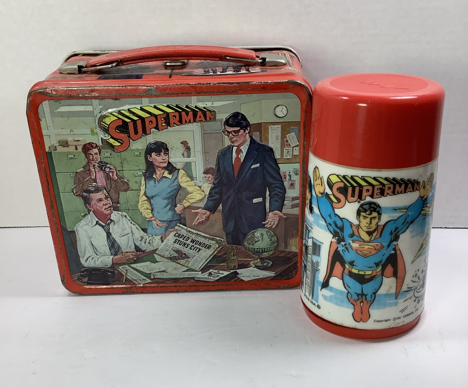 Vintage SUPERMAN Metal LUNCHBOX THERMOS 1978 Aladdin Lunch Box Vintage SUPERMAN Metal LUNCHBOX THERMOS 1978 Aladdin Lunch Box
