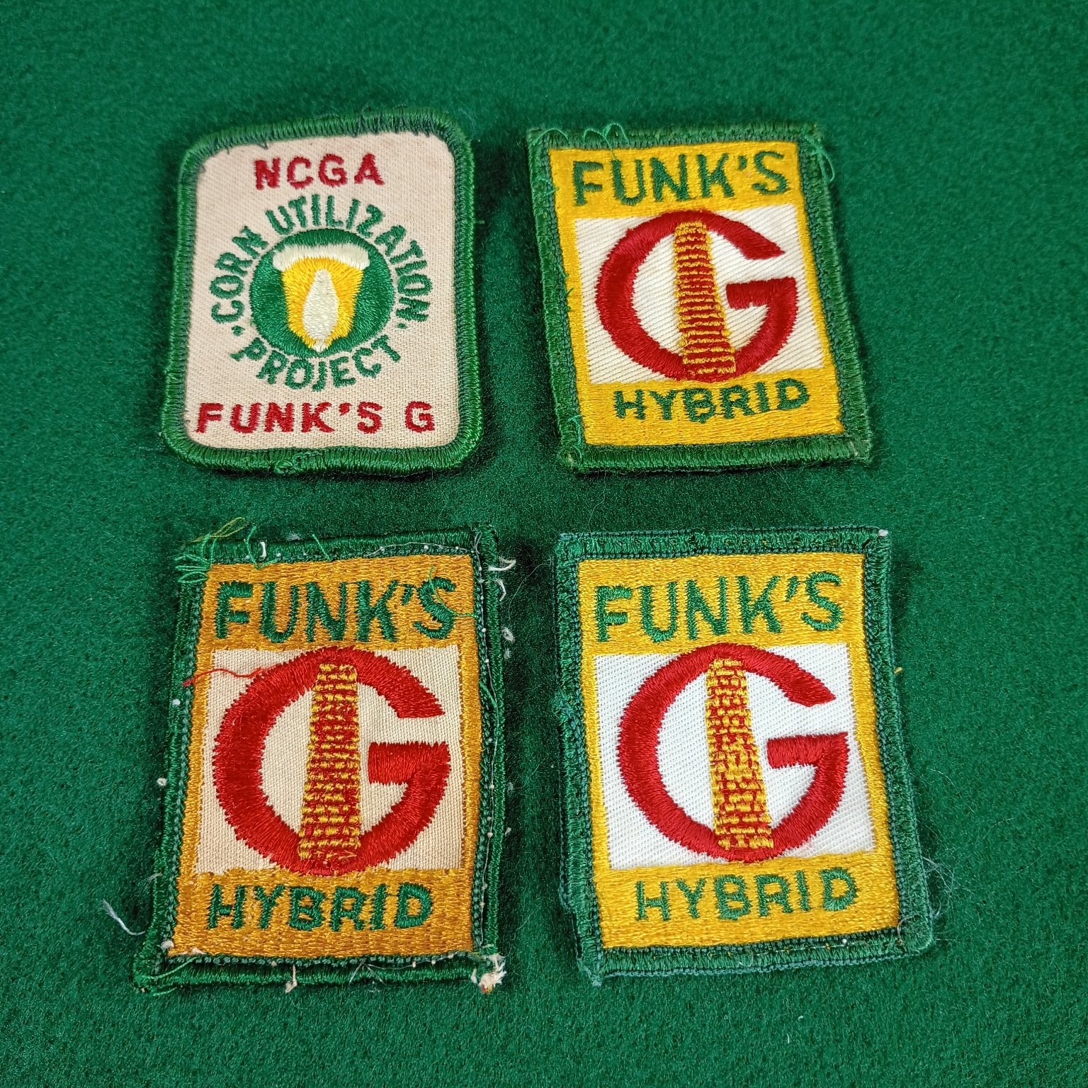 Vintage Funk's G Hybrid Seed Corn NCGA Advertising Patch Lot of 4 Agriculture