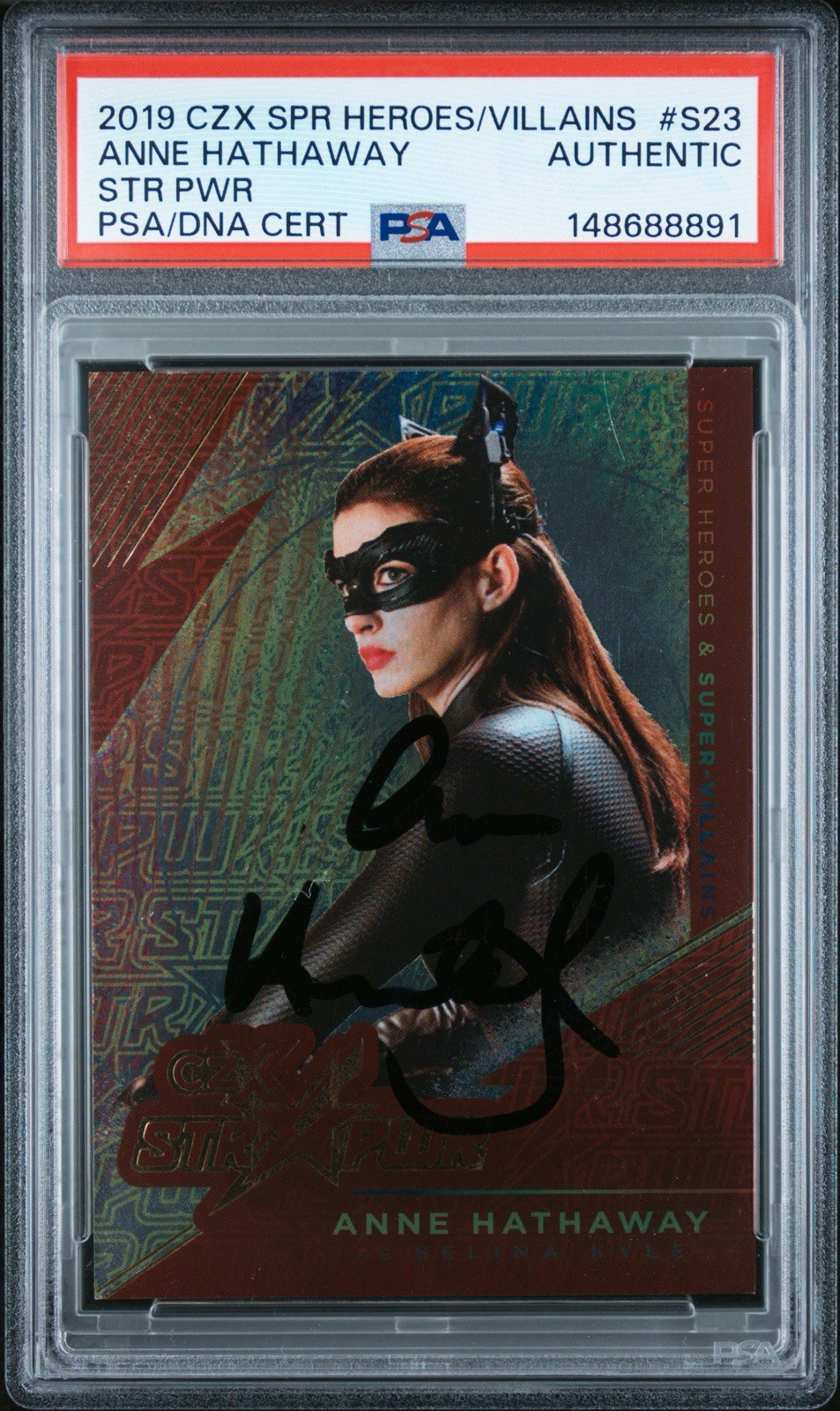 Anne Hathaway 2019 CZX STR PWR Catwoman Rookie Autograph S23 PSA Authentic POP 1 Anne Hathaway 2019 CZX STR PWR Catwoman Rookie Autograph S23 PSA Authentic POP 1